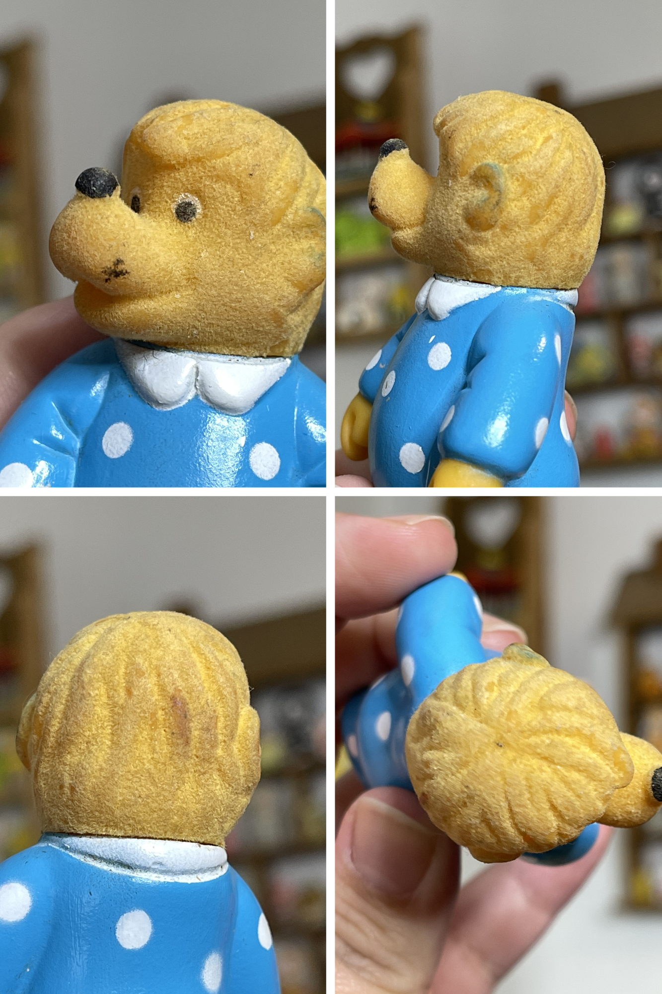 Vintage 80s The Berenstain Bears Flocked Trinket Toy Set 4pc