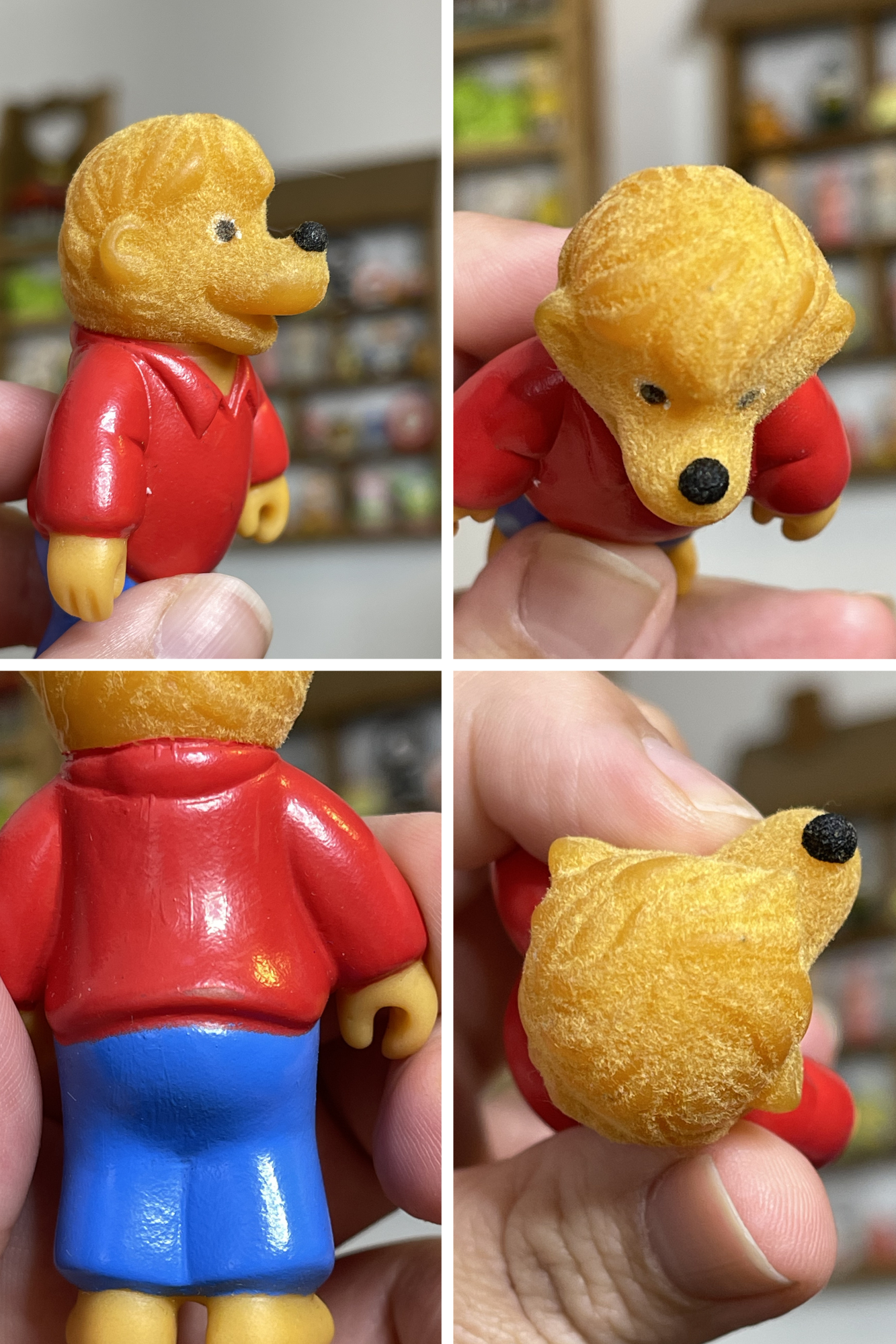 Vintage 80s The Berenstain Bears Flocked Trinket Toy Set 4pc