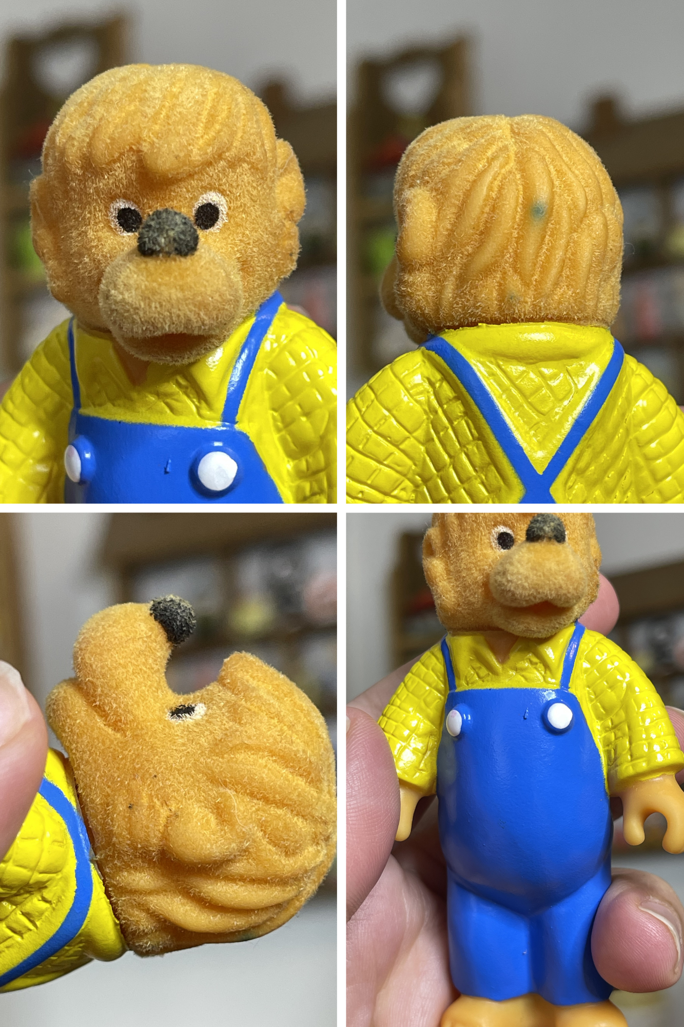 Vintage 80s The Berenstain Bears Flocked Trinket Toy Set 4pc