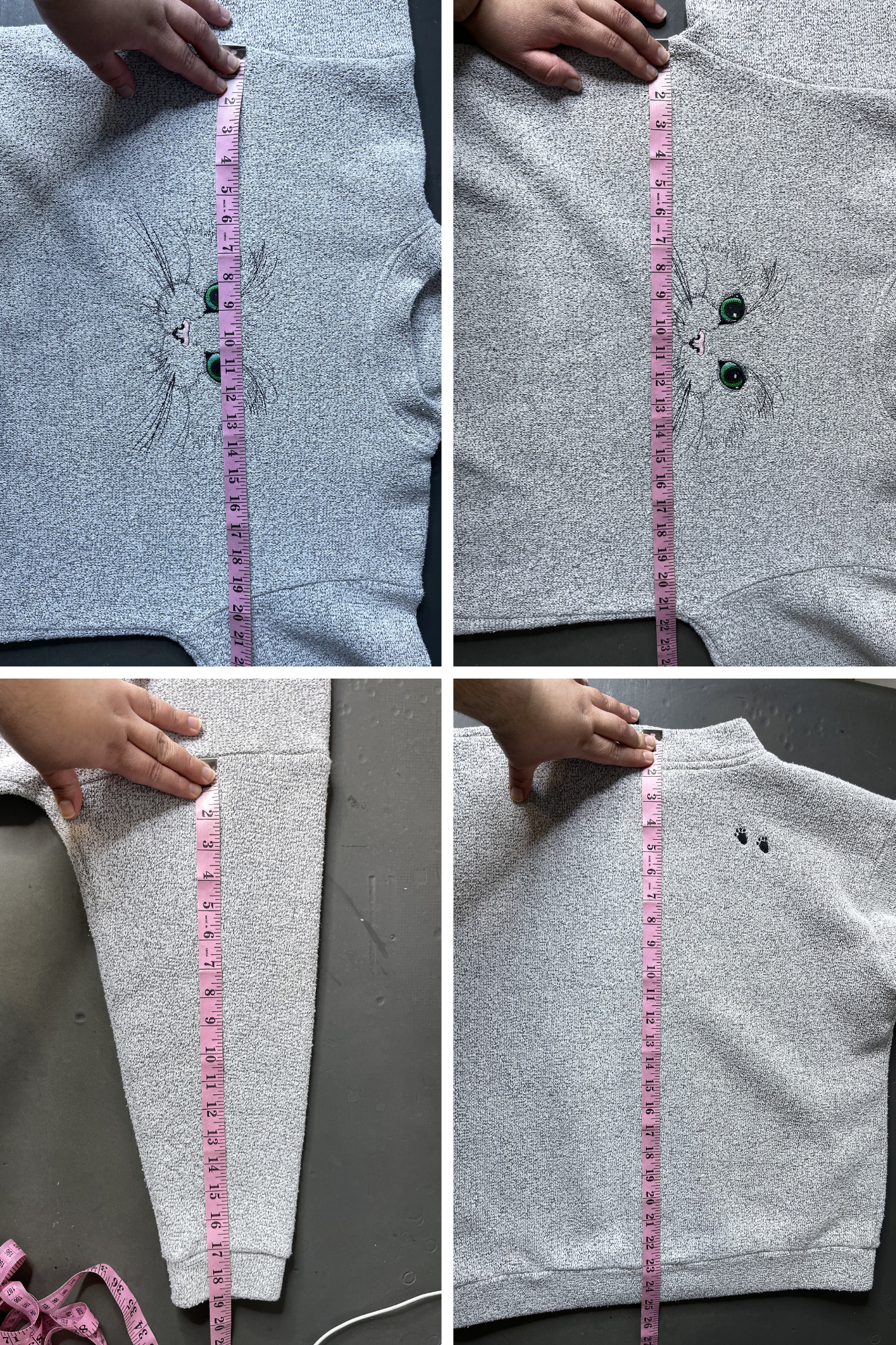 Vintage Grey Cat Embroidered Knit Sweater Sz M
