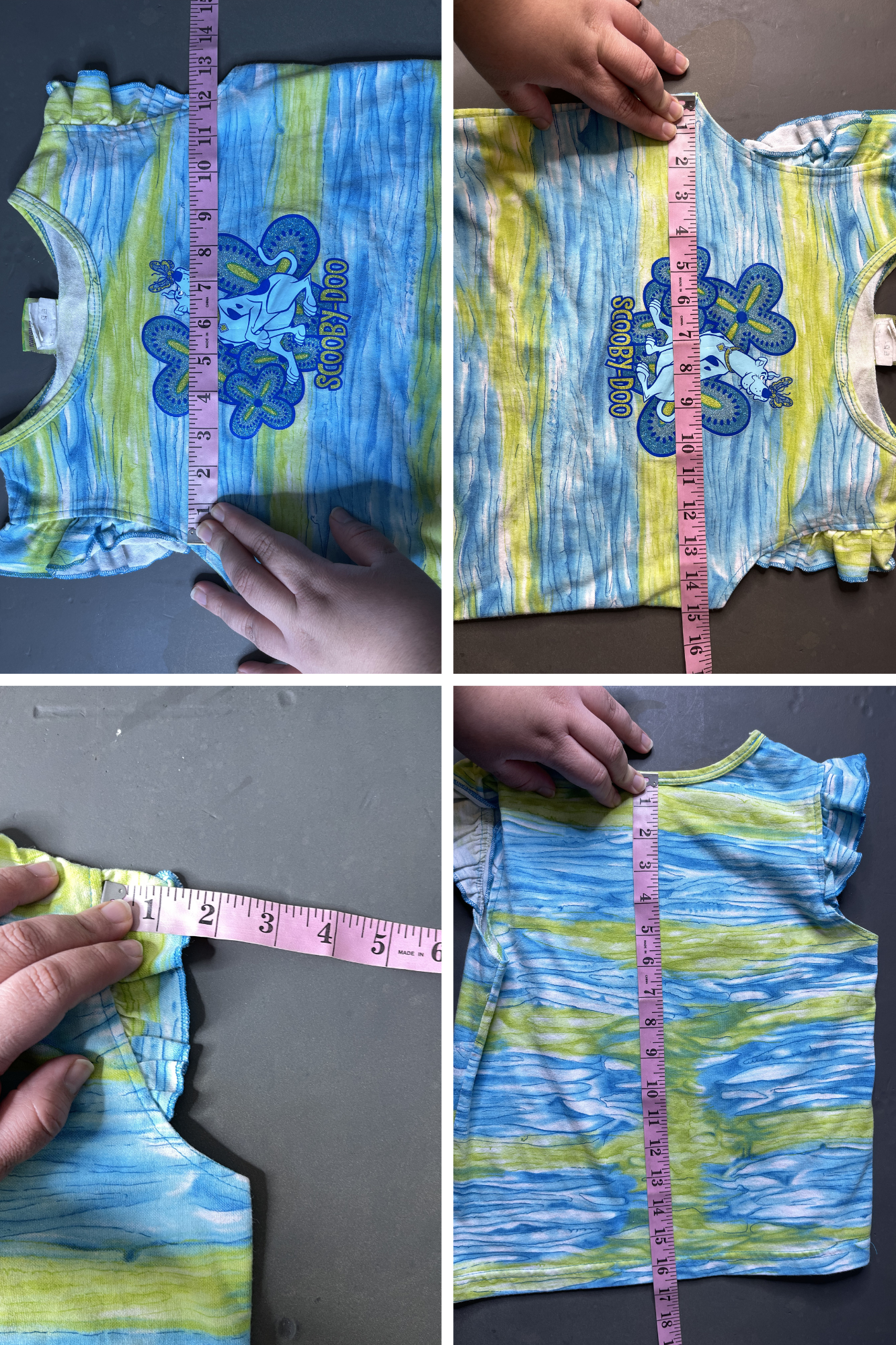 Vintage 2000s Groovy Flower Scooby-Doo Tie-Dye Kids Tee Sz 10/12
