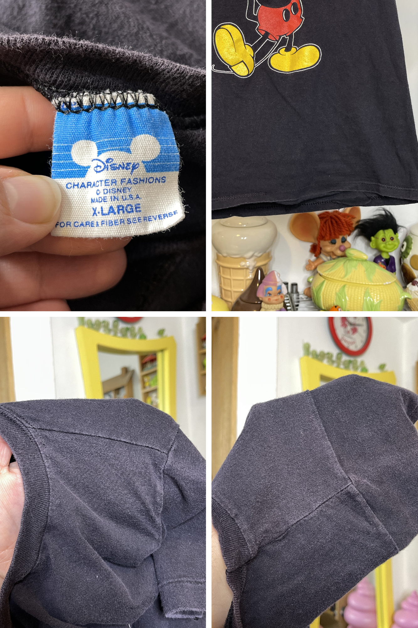 Vintage Faded Black Mickey Mouse Kids Tee Sz L/XL