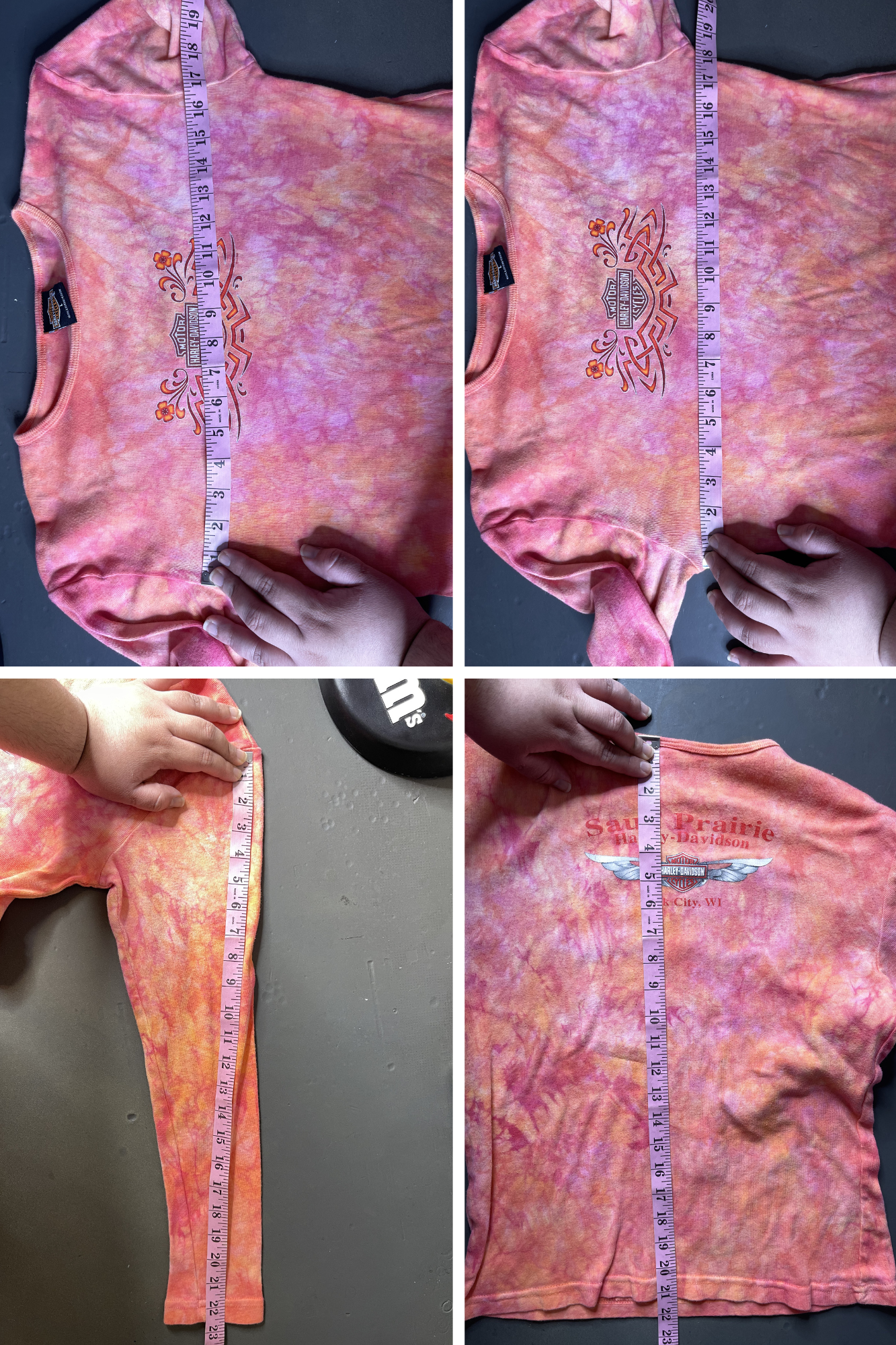 Vintage 2000s Harley Davidson Tie-dye Hibiscus Long Sleeve Sz L