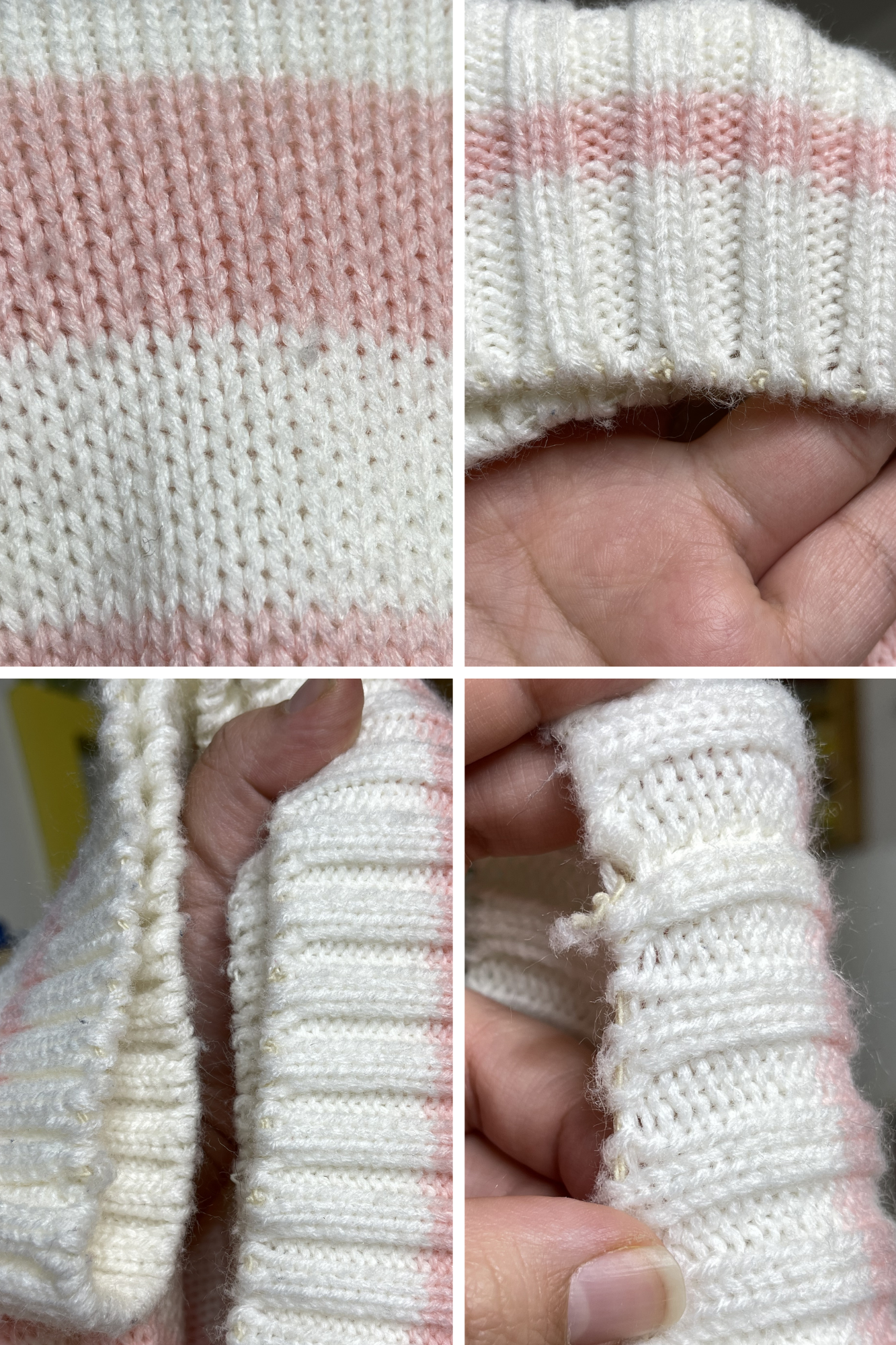 Vintage 90s Pink & Cream Striped Turtleneck Knit Sweater Sz L