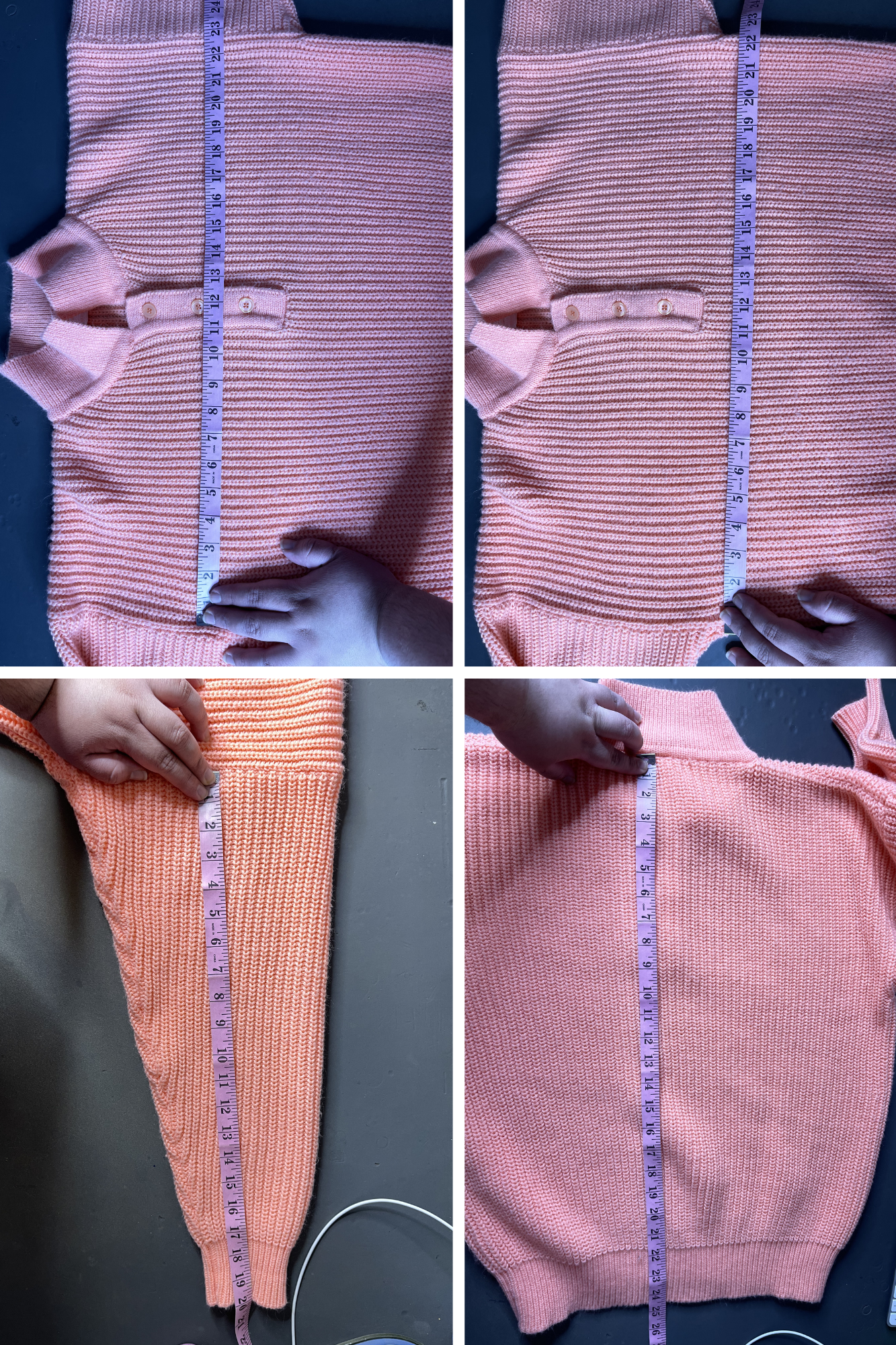 Vintage 90s Peachy Coral Collared Oversized Knit Sweater Sz M