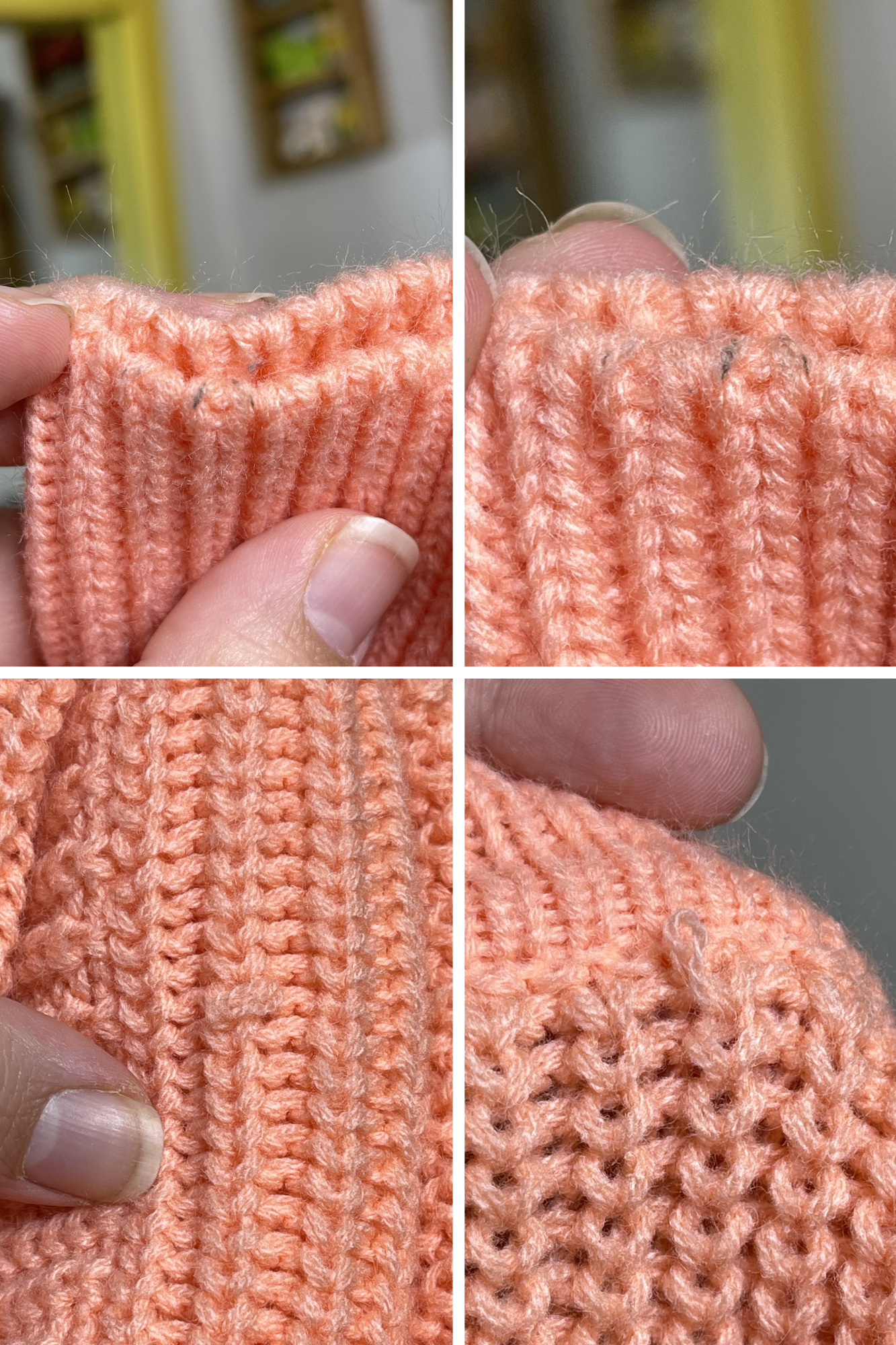 Vintage 90s Peachy Coral Collared Oversized Knit Sweater Sz M