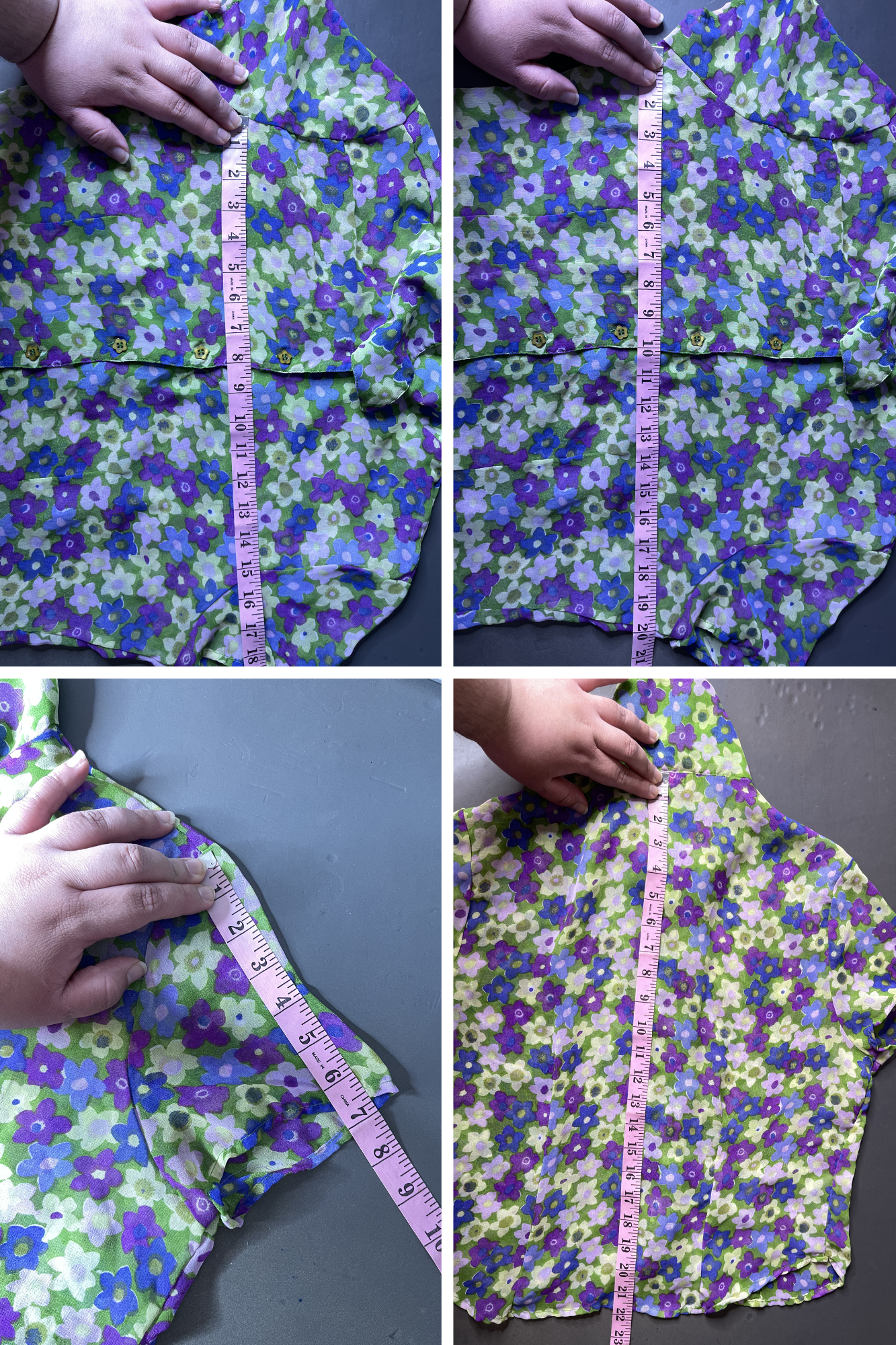 Vintage 90s Colorful Sheer Flower Print Button Up Top Sz M