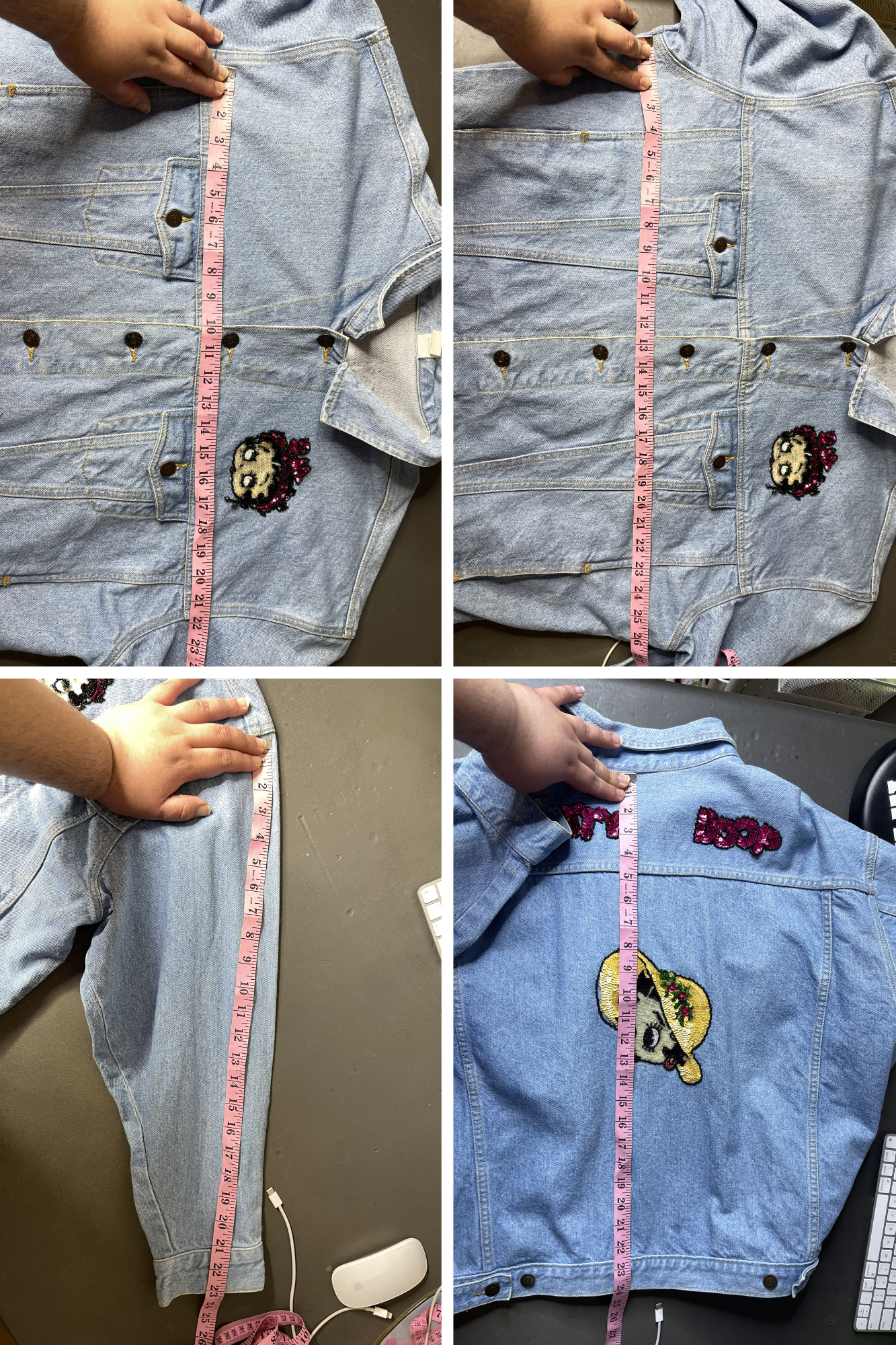 Vintage 90s Sequin Betty Boop Denim Jacket Sz L