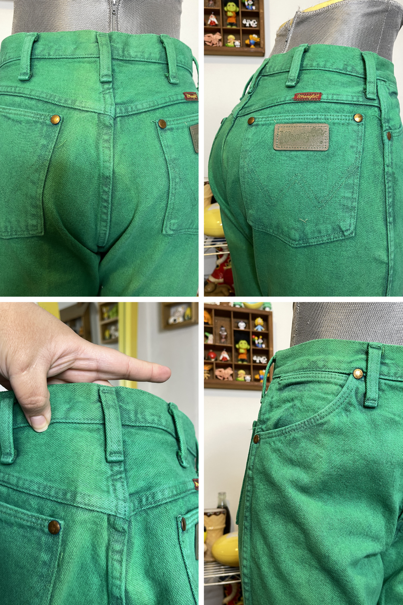 Vintage Green Wrangler Cowboy Cut Jeans Sz 28in 9x34