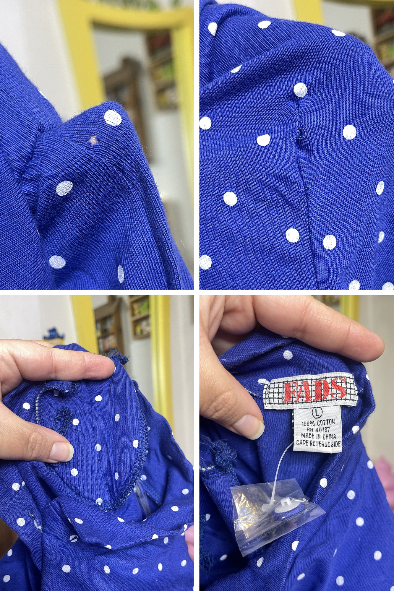 Vintage Deadstock Blue Polka Dot Retro Romper Sz M