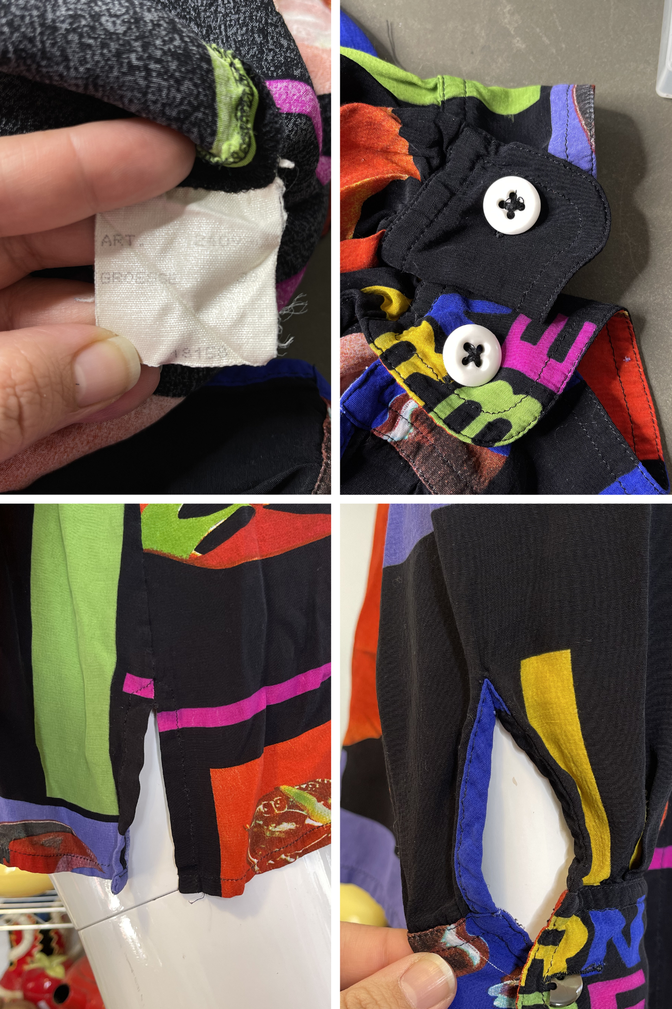 Vintage Funky Colorful Artsy Collared Button Down Sz M