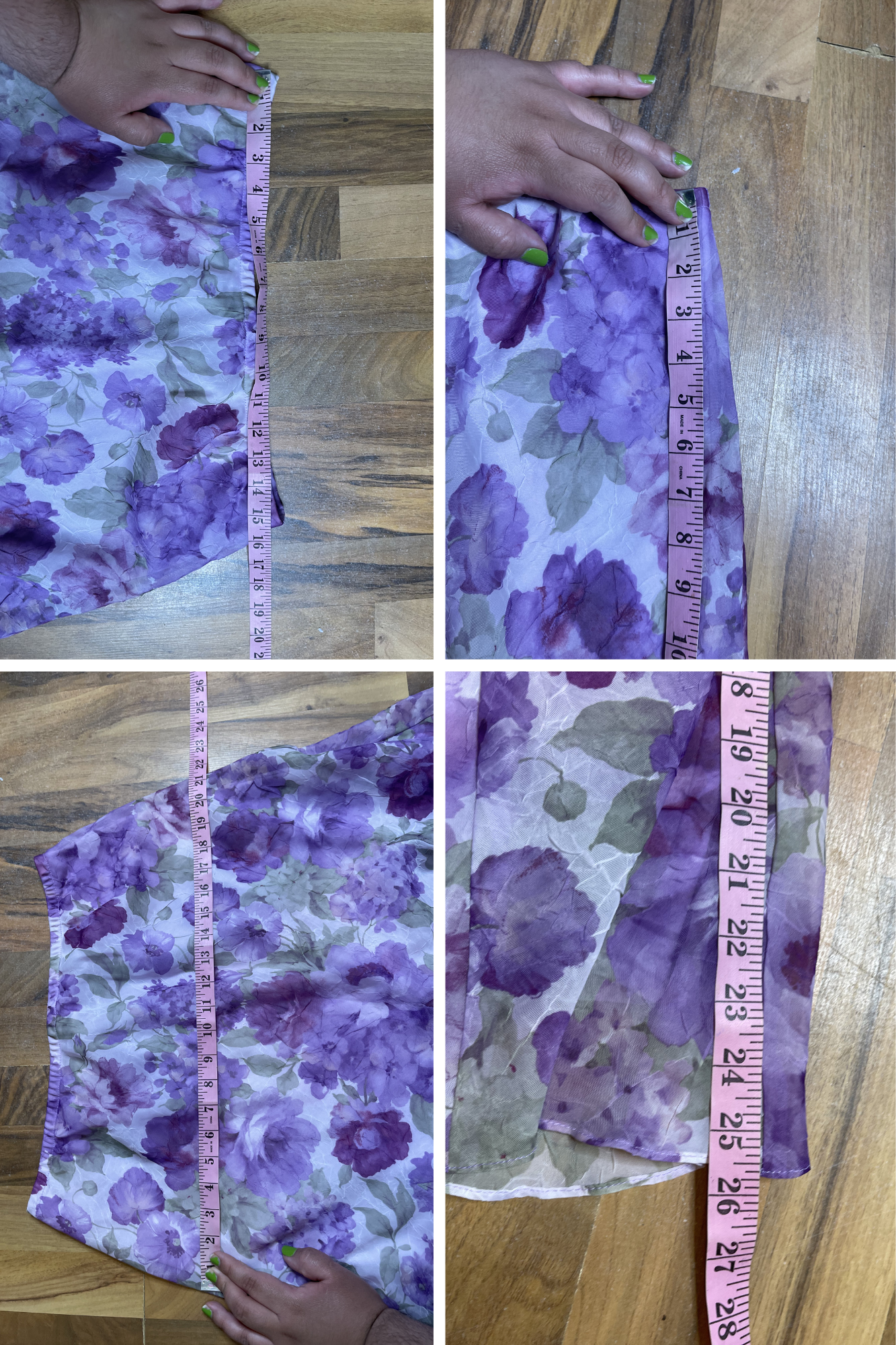 Vintage Purple Crinkly Sheer Floral Midi Skirt Sz 14 XL