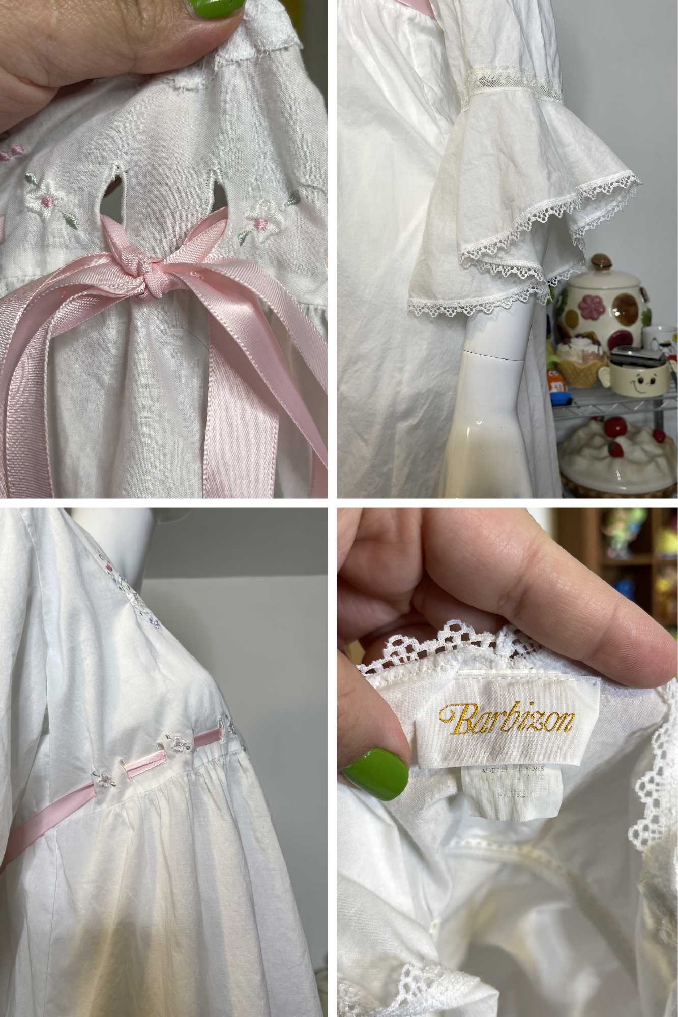 Vintage 90s Dreamy 2pc Nightgown Dress & Robe Set Sz M
