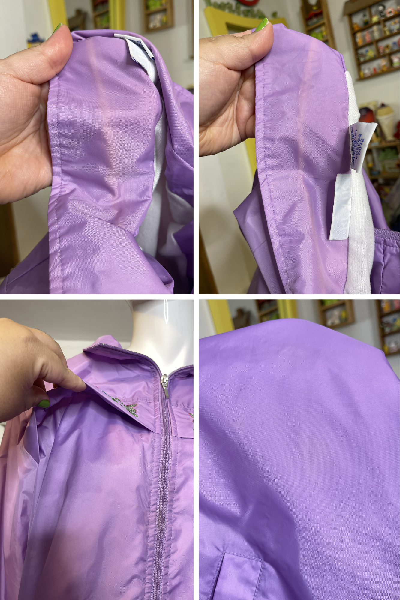2000s Lilac Purple Flower Embroidered Oversized Windbreaker Jacket Sz L