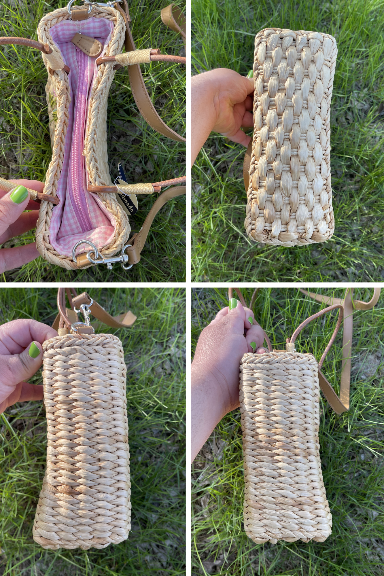 2000s Spring Flower Beaded Straw Picnic Crossbody Bag