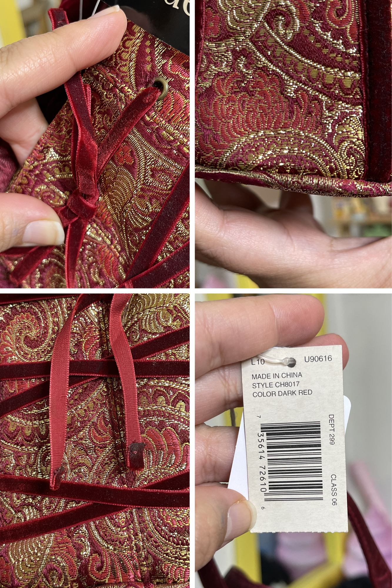 Y2K Deadstock Velvet Renaissance Style Bustier Corset Purse (A)