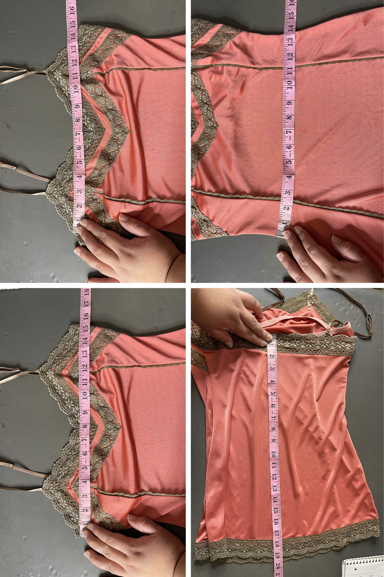 2000s Coral And Brown Lace Slip Cami Top Sz M
