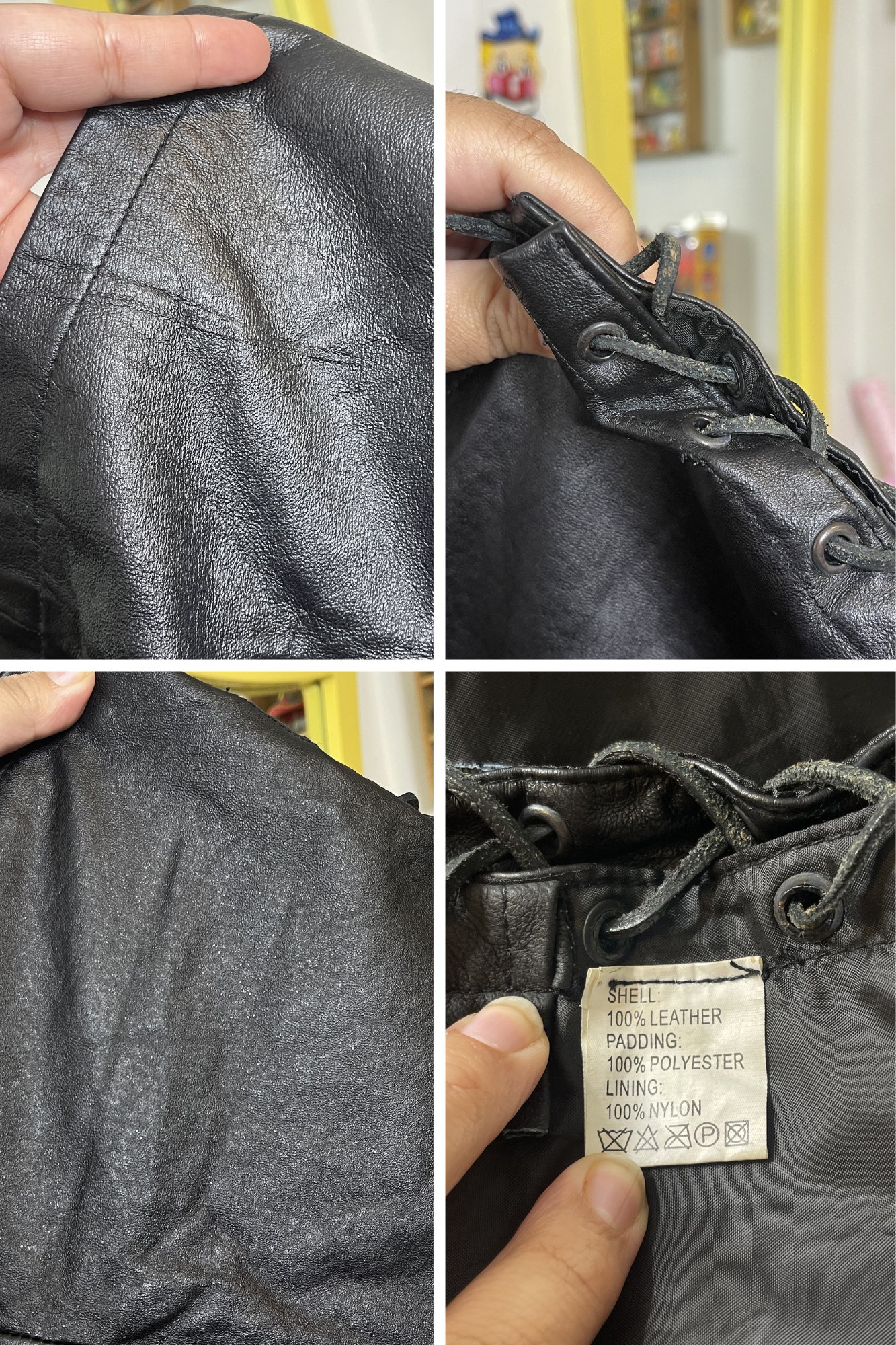 2000s Black Leather Lace Up Shorts Sz L