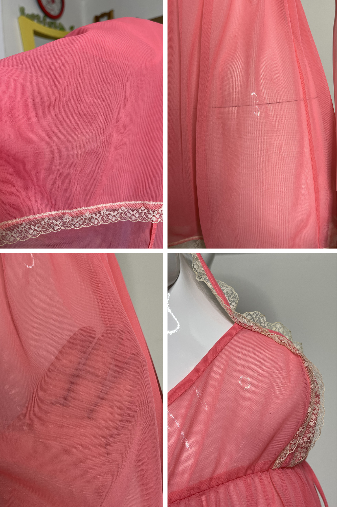 2000s Victoria's Secret Sheer Coral Pink Mesh Lingerie Top Sz XS