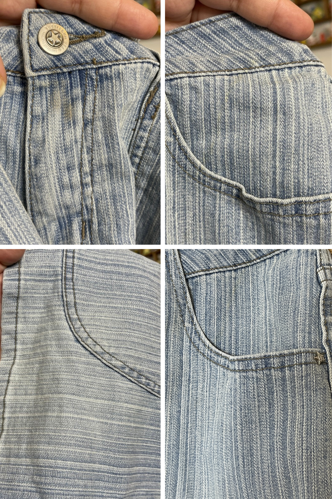 2000s Light Wash Pinstriped Stretchy Denim Shorts Sz 13/14