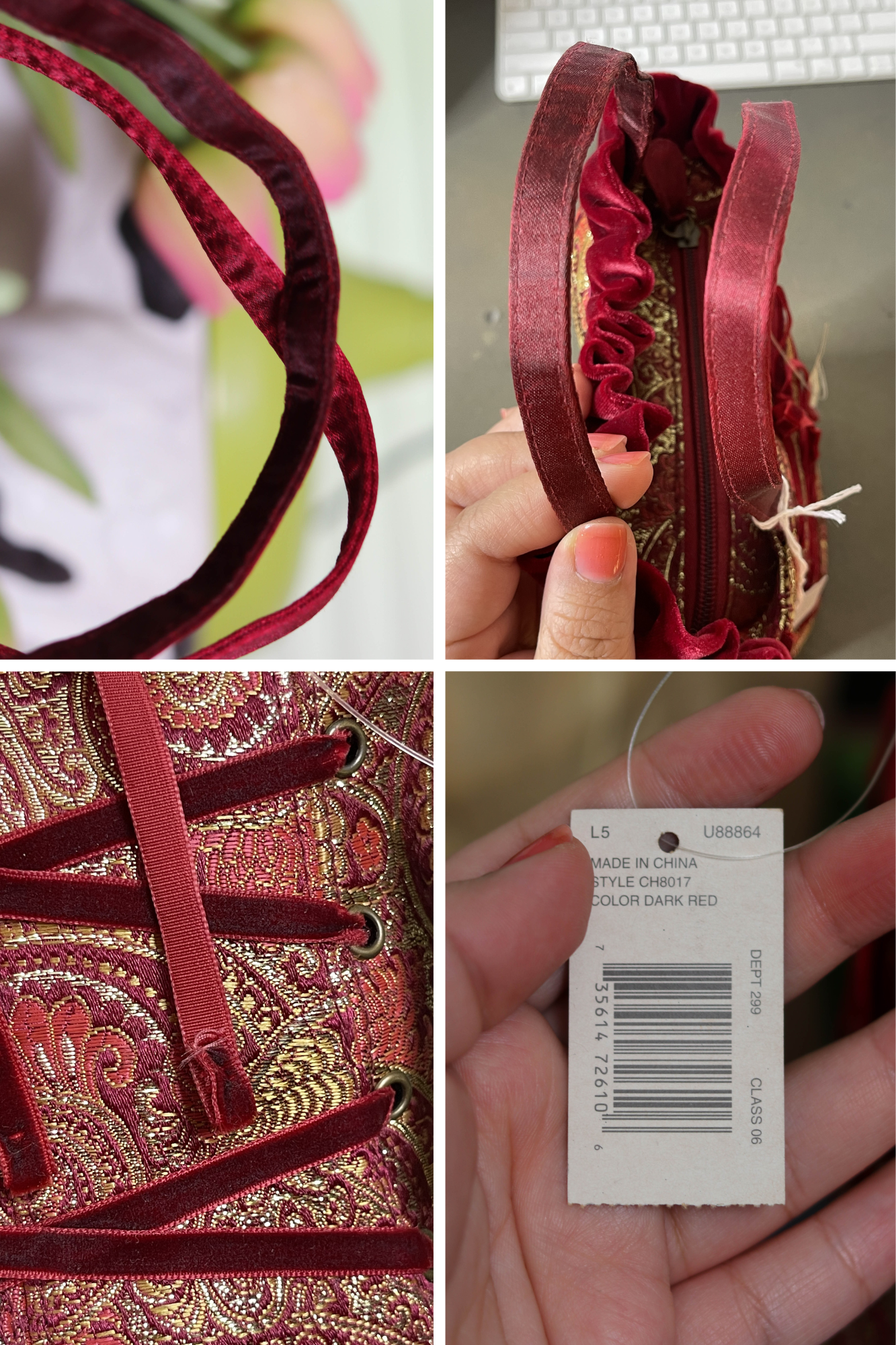 Y2K Deadstock Velvet Renaissance Style Bustier Corset Purse (F)
