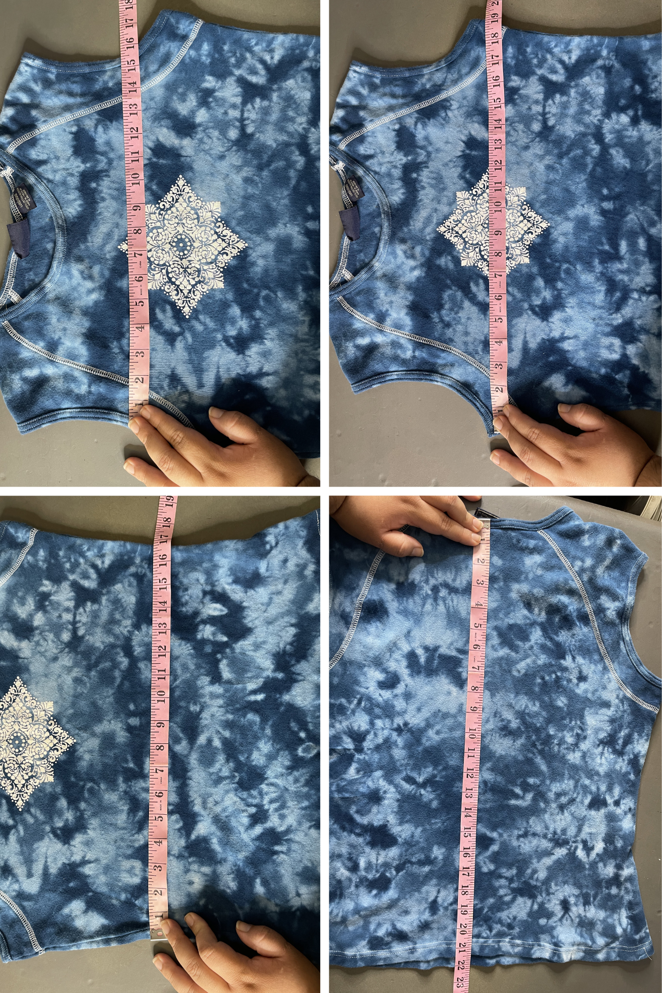 2000s Mandela Style Blue Tie-dye Tank Top Sz L/XXL