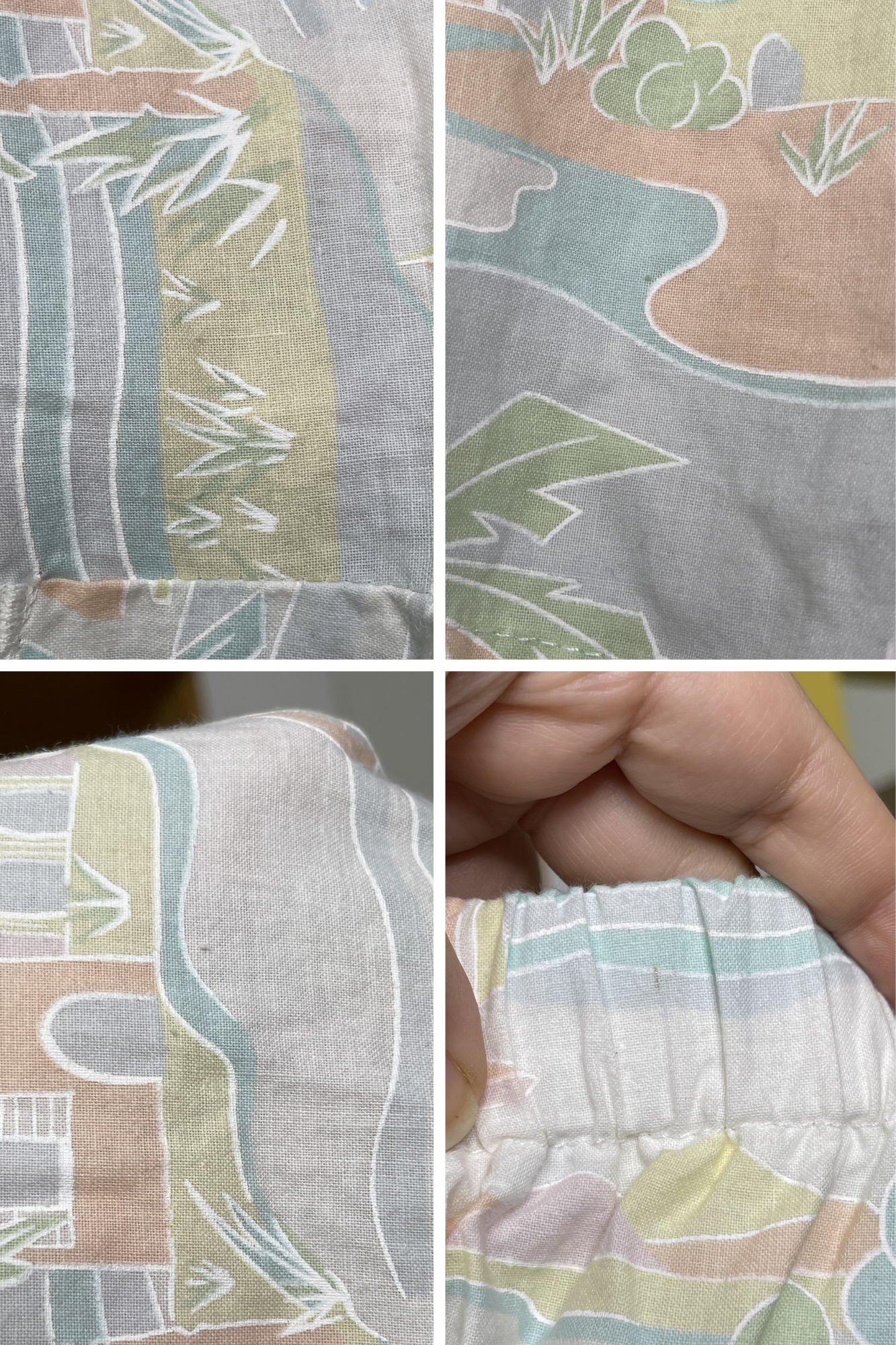Vintage Pastel Tropical Print Boxer Style Shorts Sz M/L