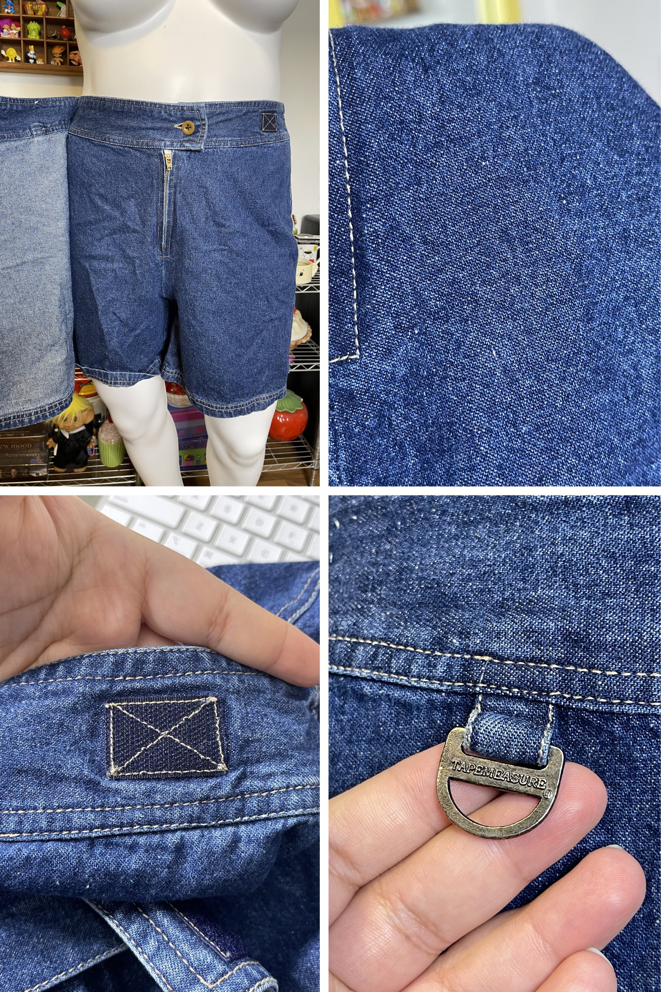 Vintage Dark Wash Denim Skort Sz 14 33in