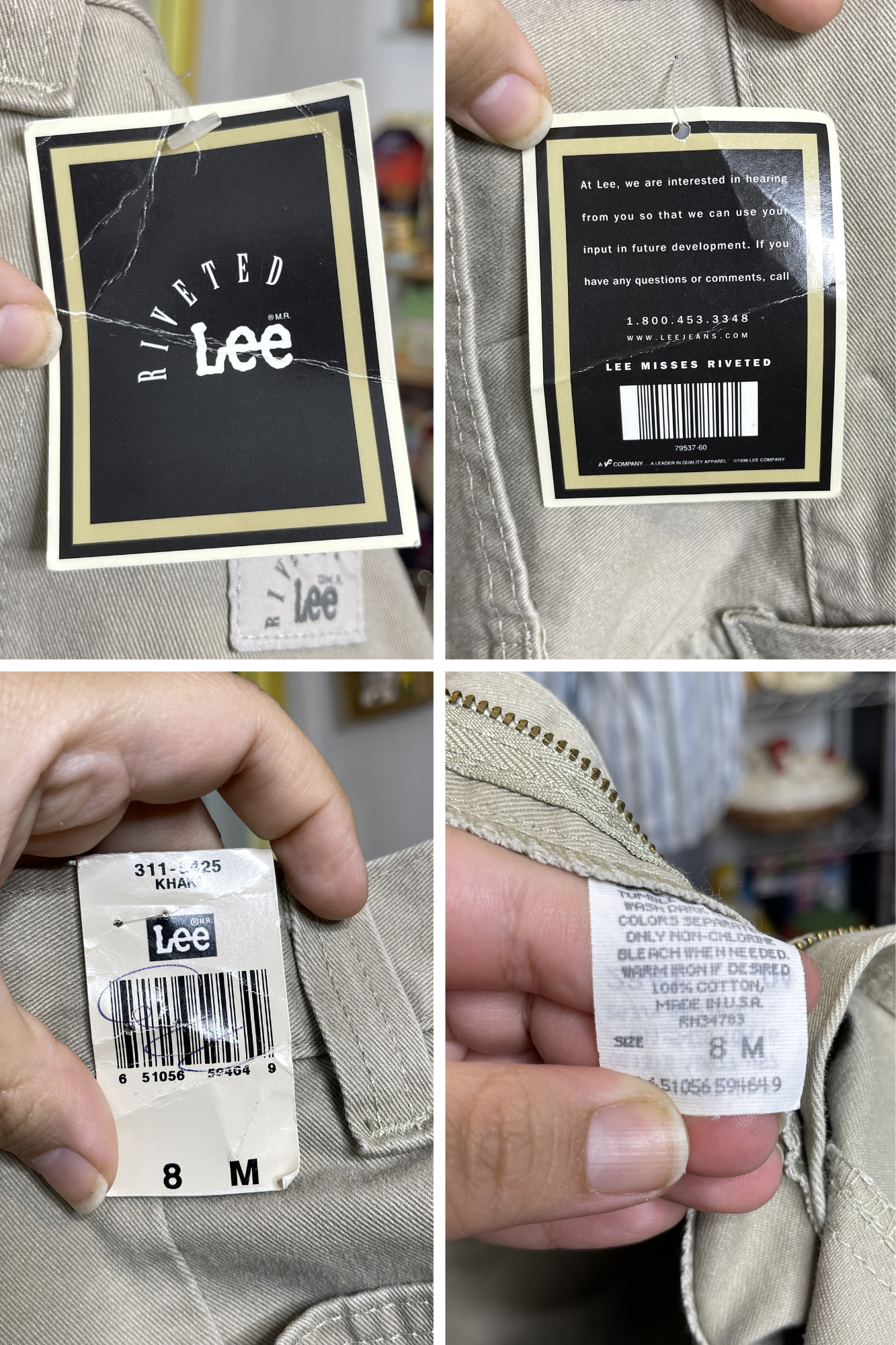 Vintage Deadstock Riveted By Lee Khaki Carpenter Shorts Sz 8 28in