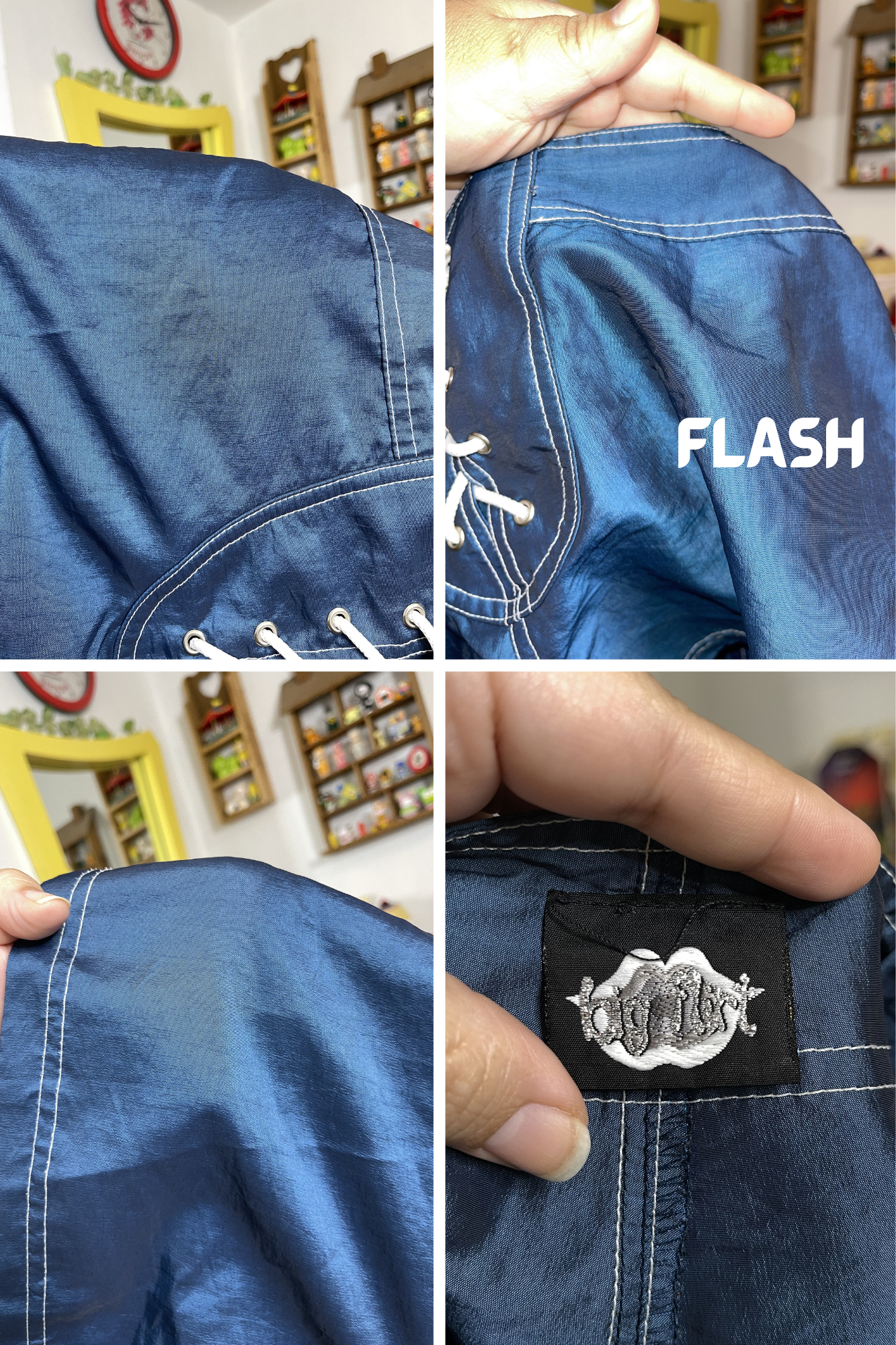 Vintage Blue Iridescent Chrome Surf Shorts Sz 28in