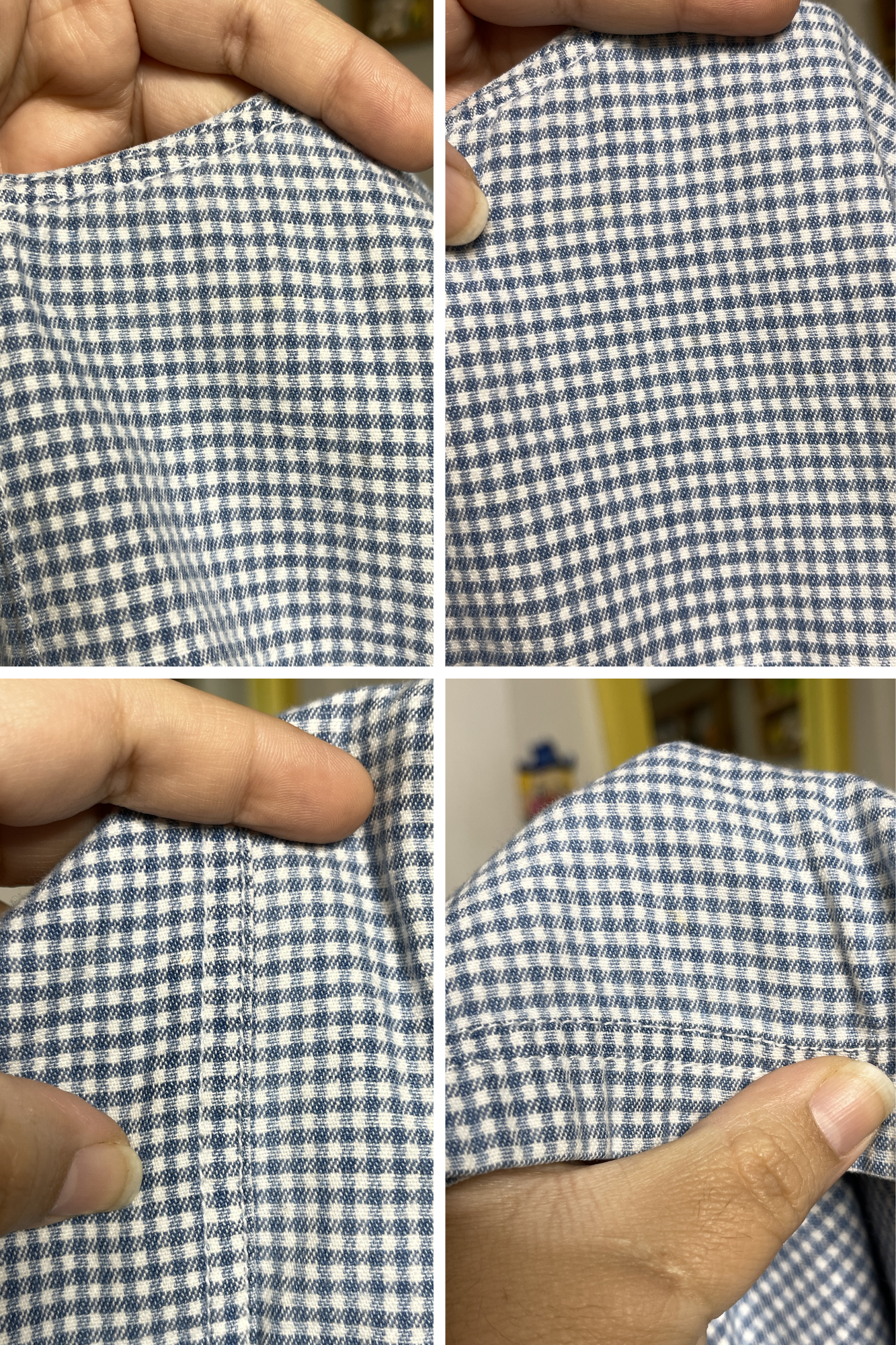 Vintage Light Blue Gingham Oversized Romper Overalls Sz S/M