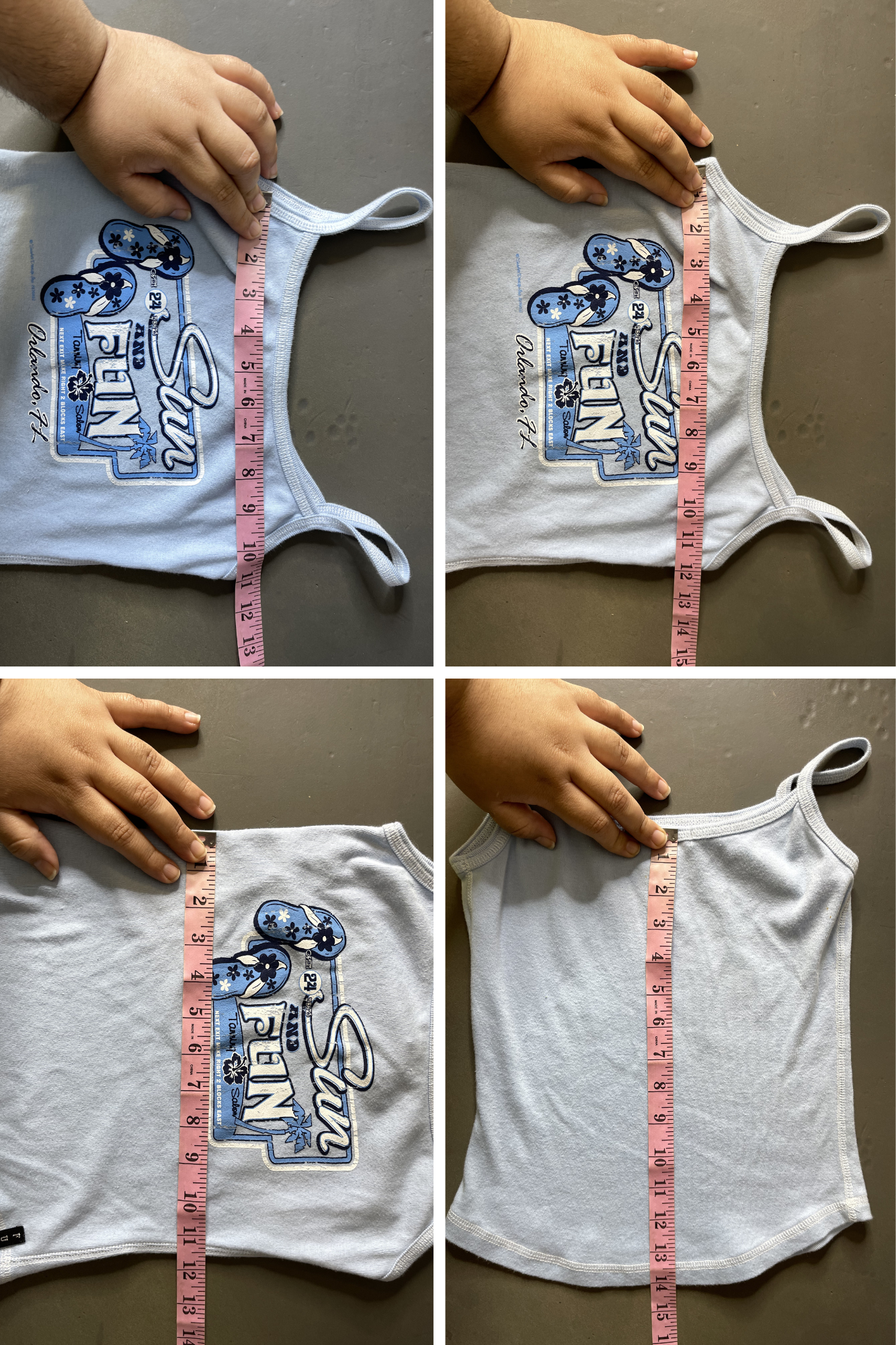 2000s Baby Blue Sun & Fun FL Cropped Tank Top Sz XS/S
