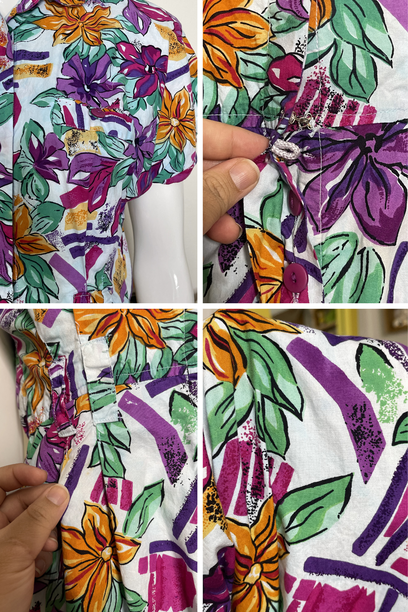 Vintage 90s Colorful Floral Romper Sz M