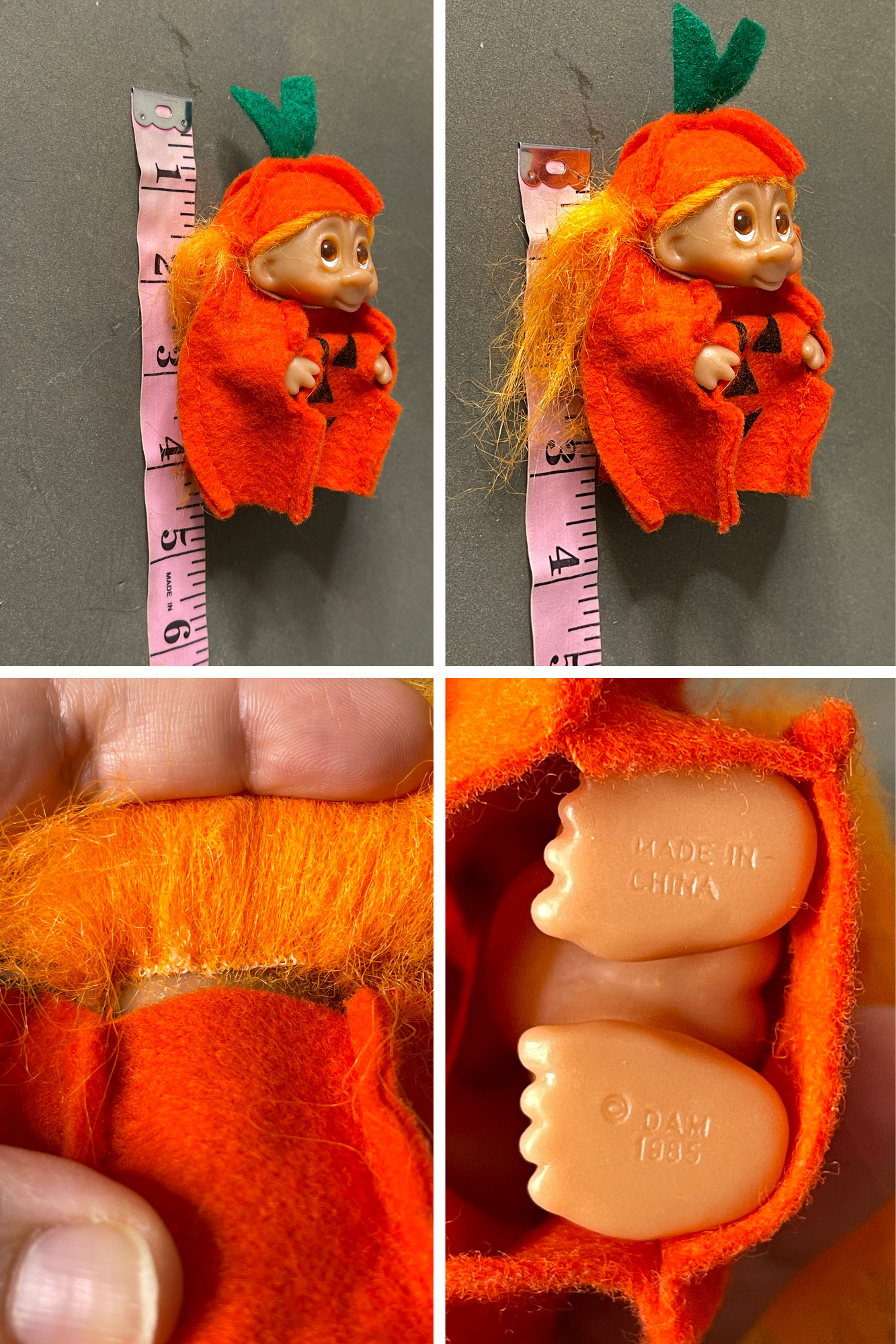 Vintage 80s Dam Pumpkin Troll Doll