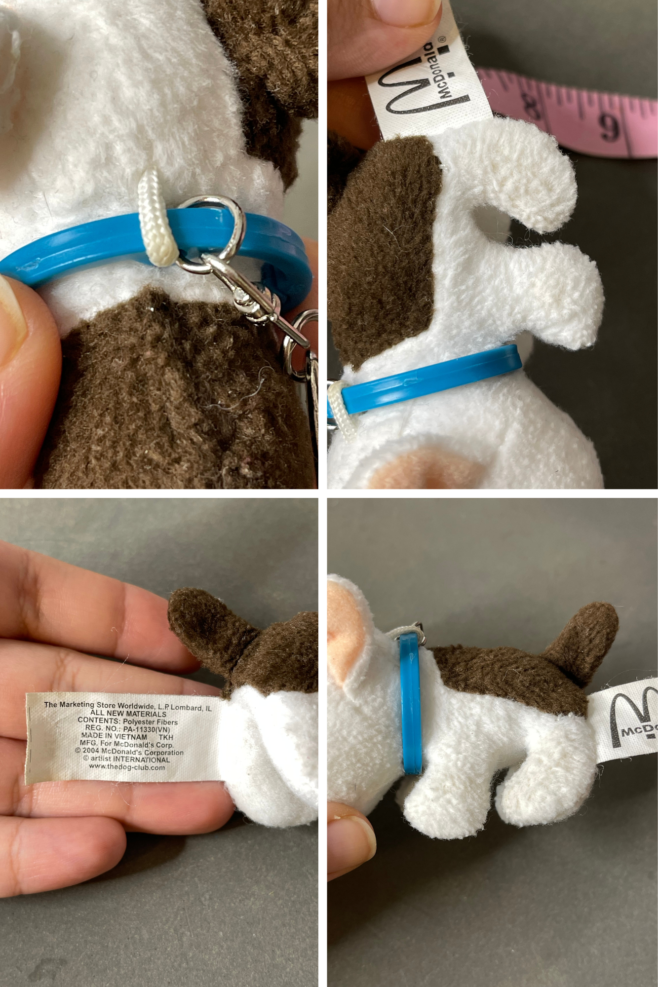2000s THE DOG Bull Terrier Mini Plush Upcycled Keychain