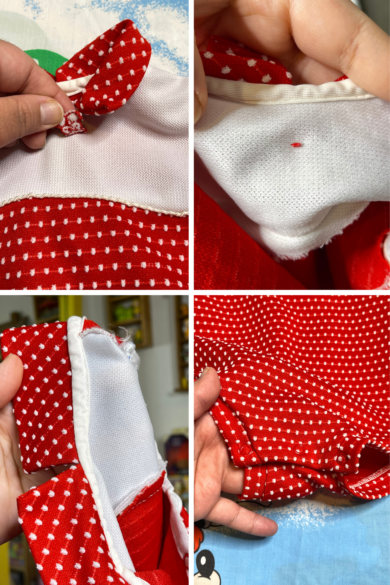 Vintage Red Polka Dot Bear Romper Sz 6M