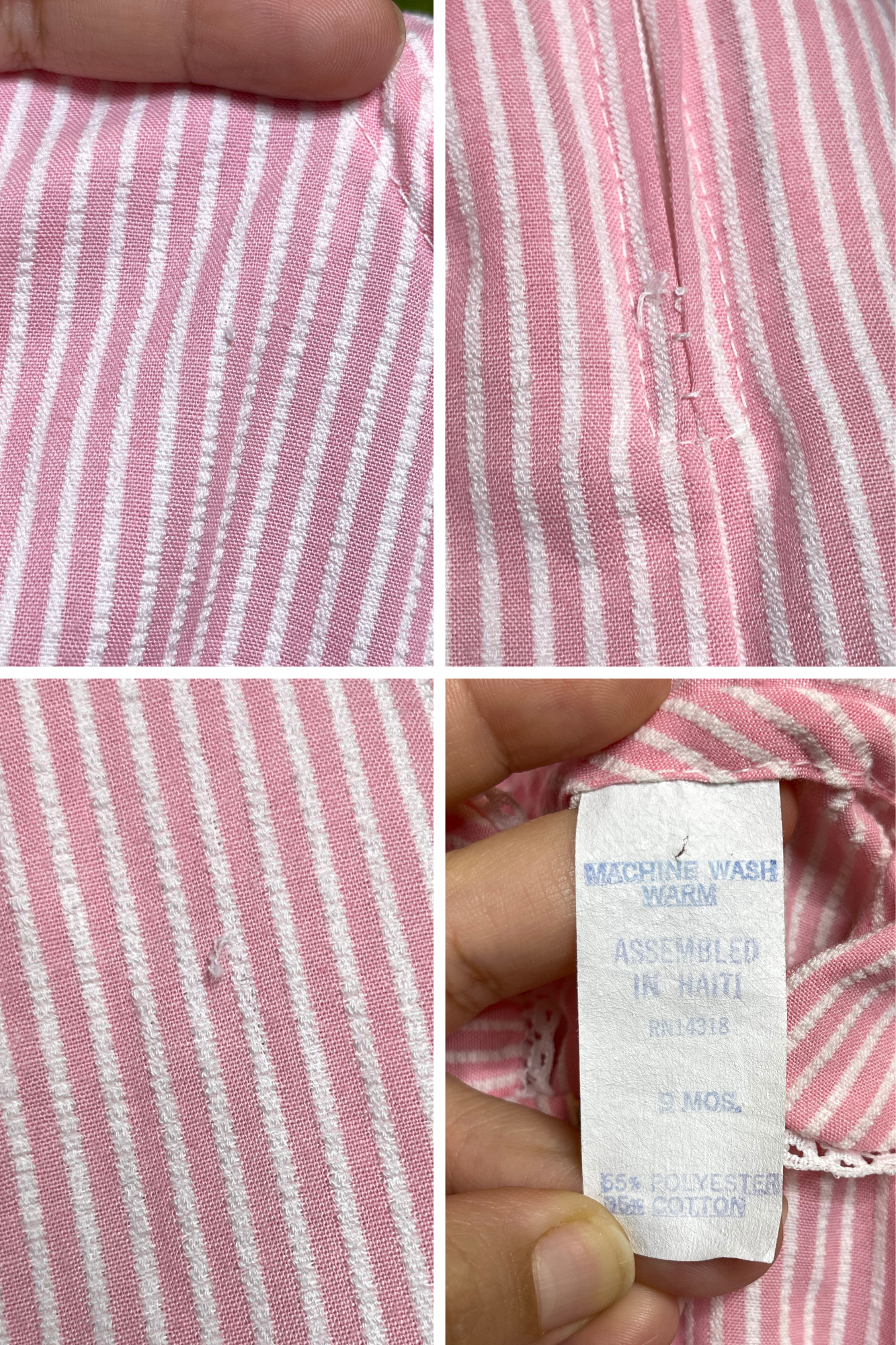 Vintage Pink Striped Romper Jumpsuit Sz 9M