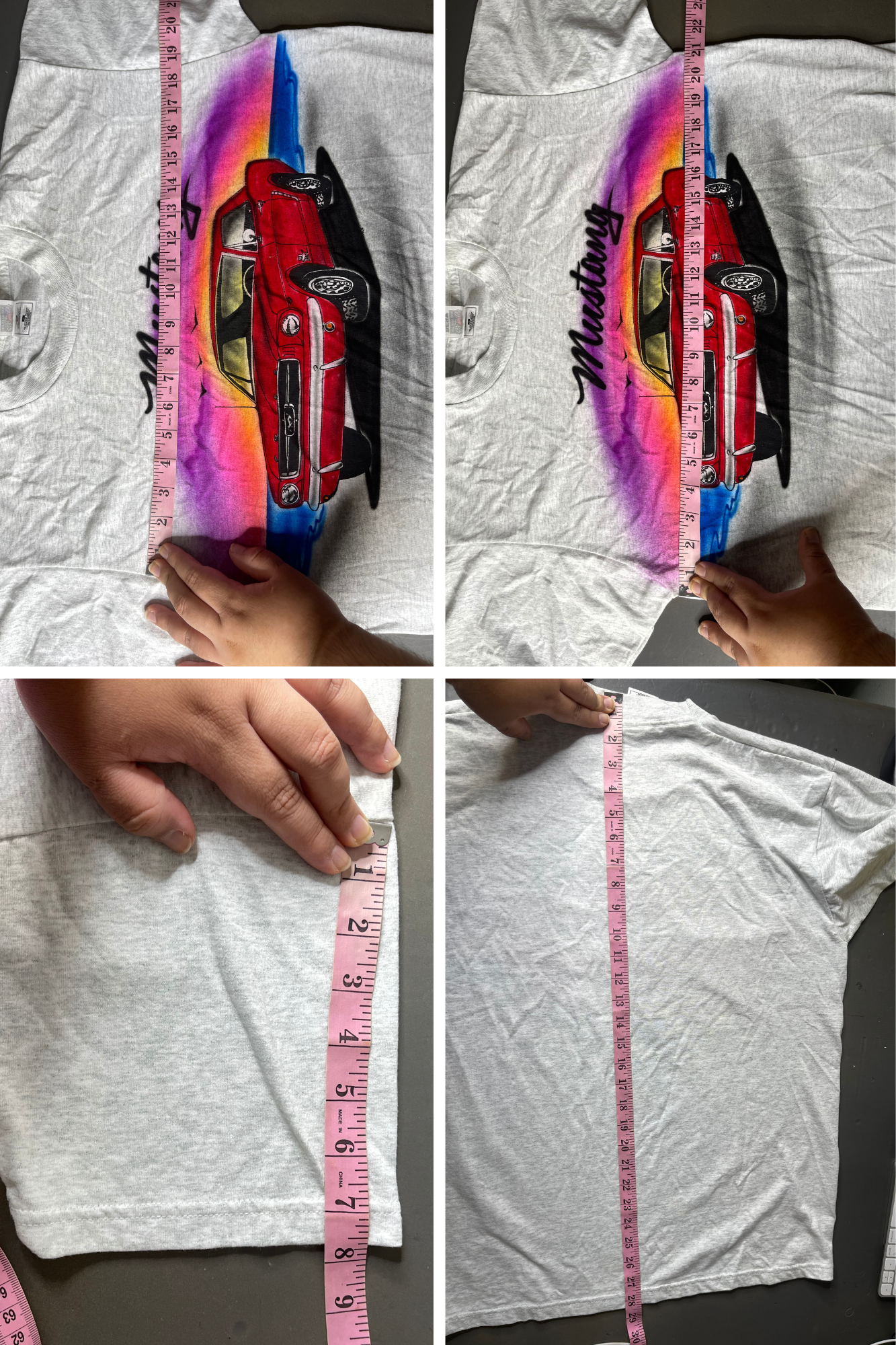 2000s Red Mustang Sunset Airbrush Tee Sz L