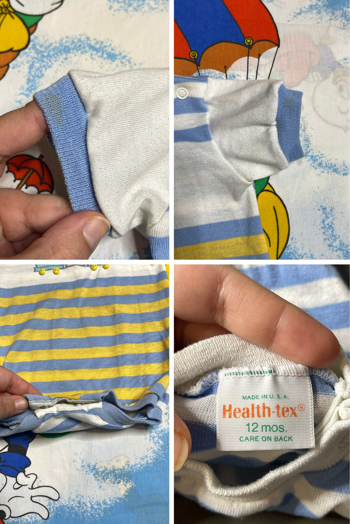 Vintage Striped Multi-Color Train Romper Sz 12M