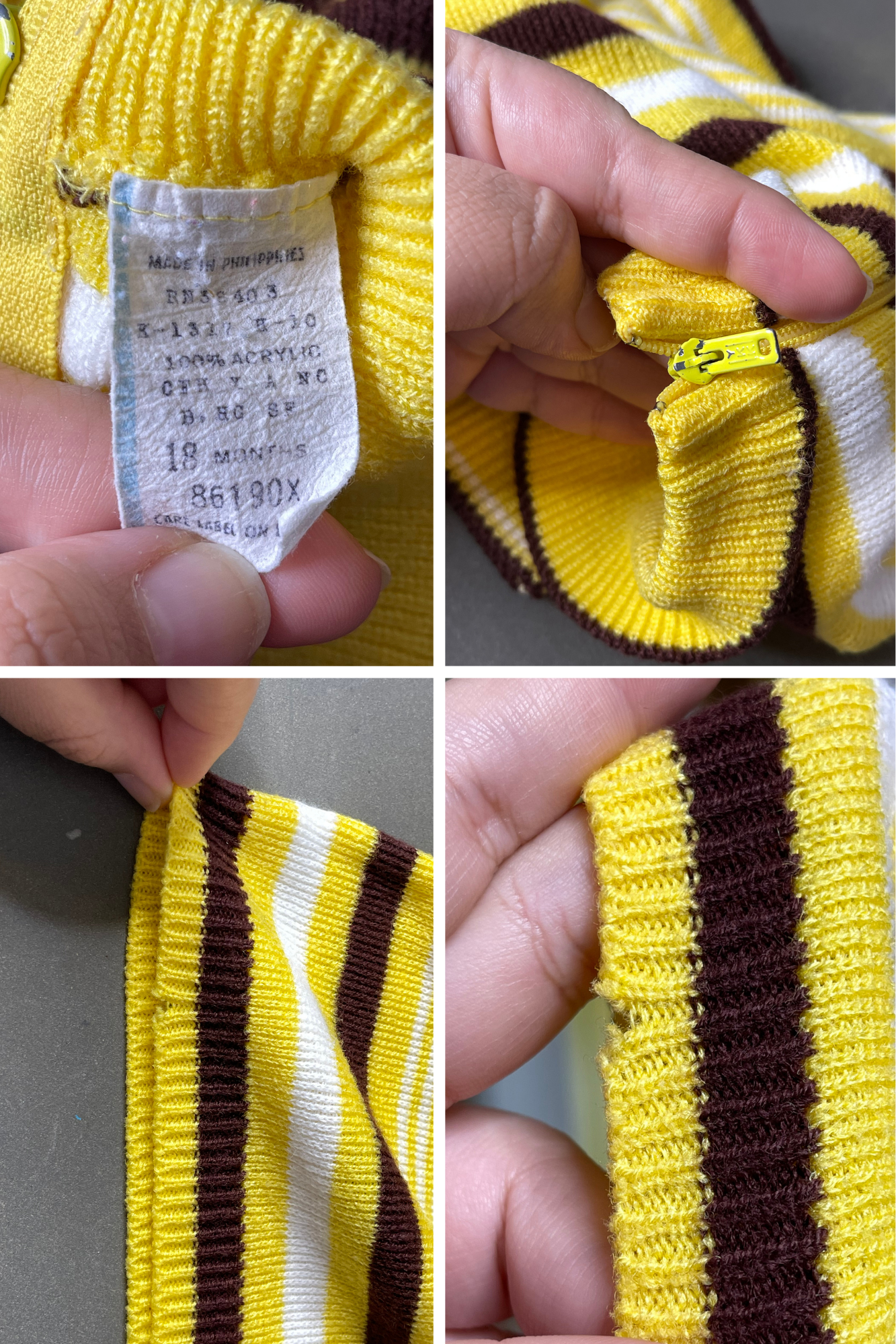 Vintage Yellow Brown Striped Knit Sweater Vest Sz 18M
