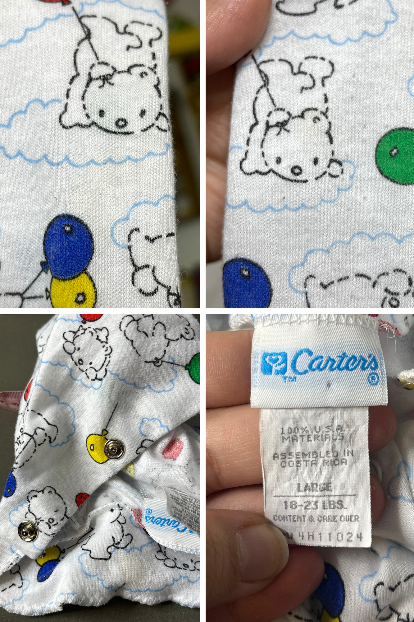 Vintage Colorful Bear Balloon Onesie Sz Large