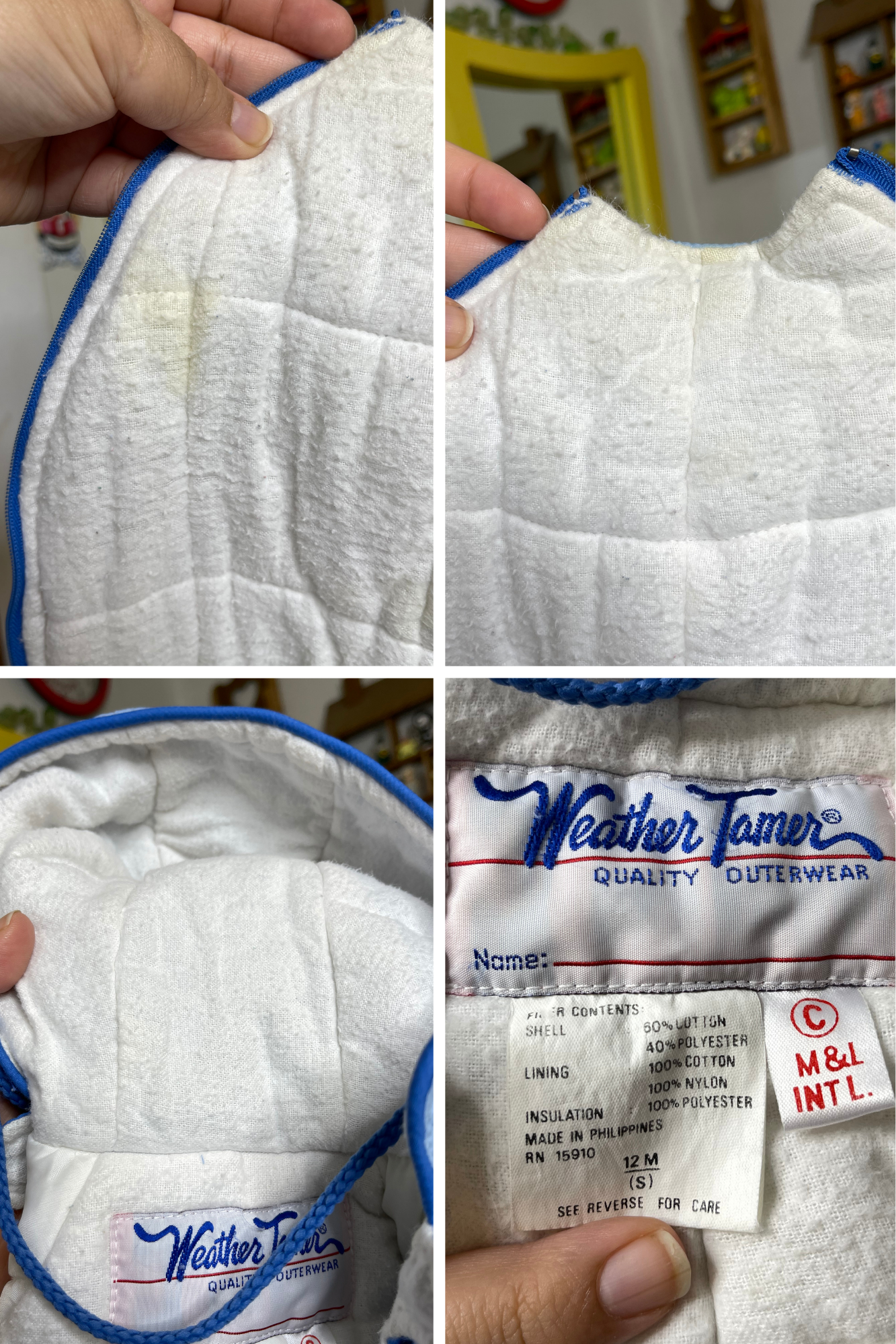 Vintage Colorful Blue Bear One Piece Snowsuit Sz 12M