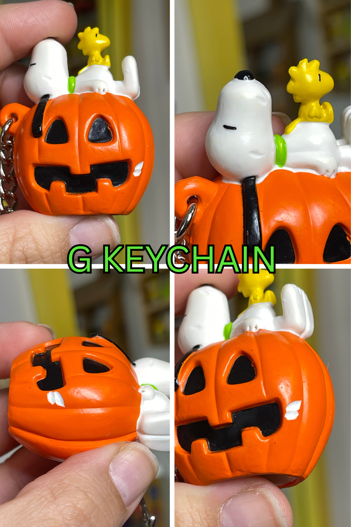 Vintage Snoopy & Woodstock Pumpkin Keychain