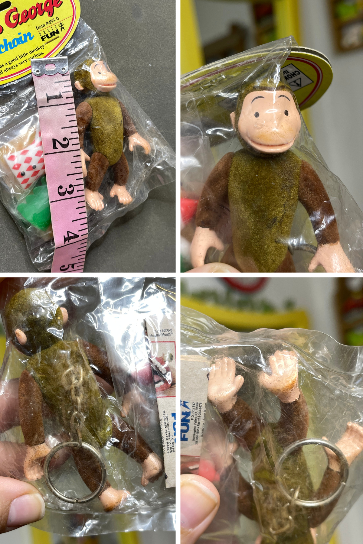 Vintage 90s Curious George Display Keychain (READ)