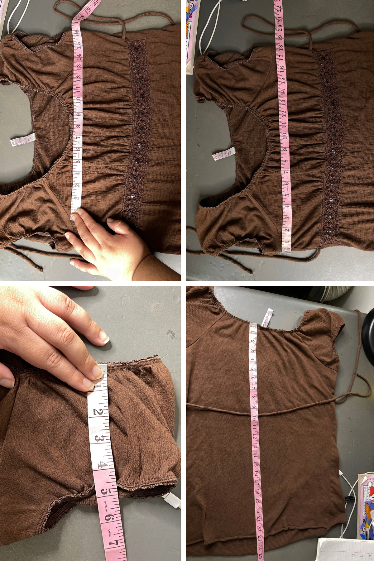 2000s Brown Babydoll Top Sz XL