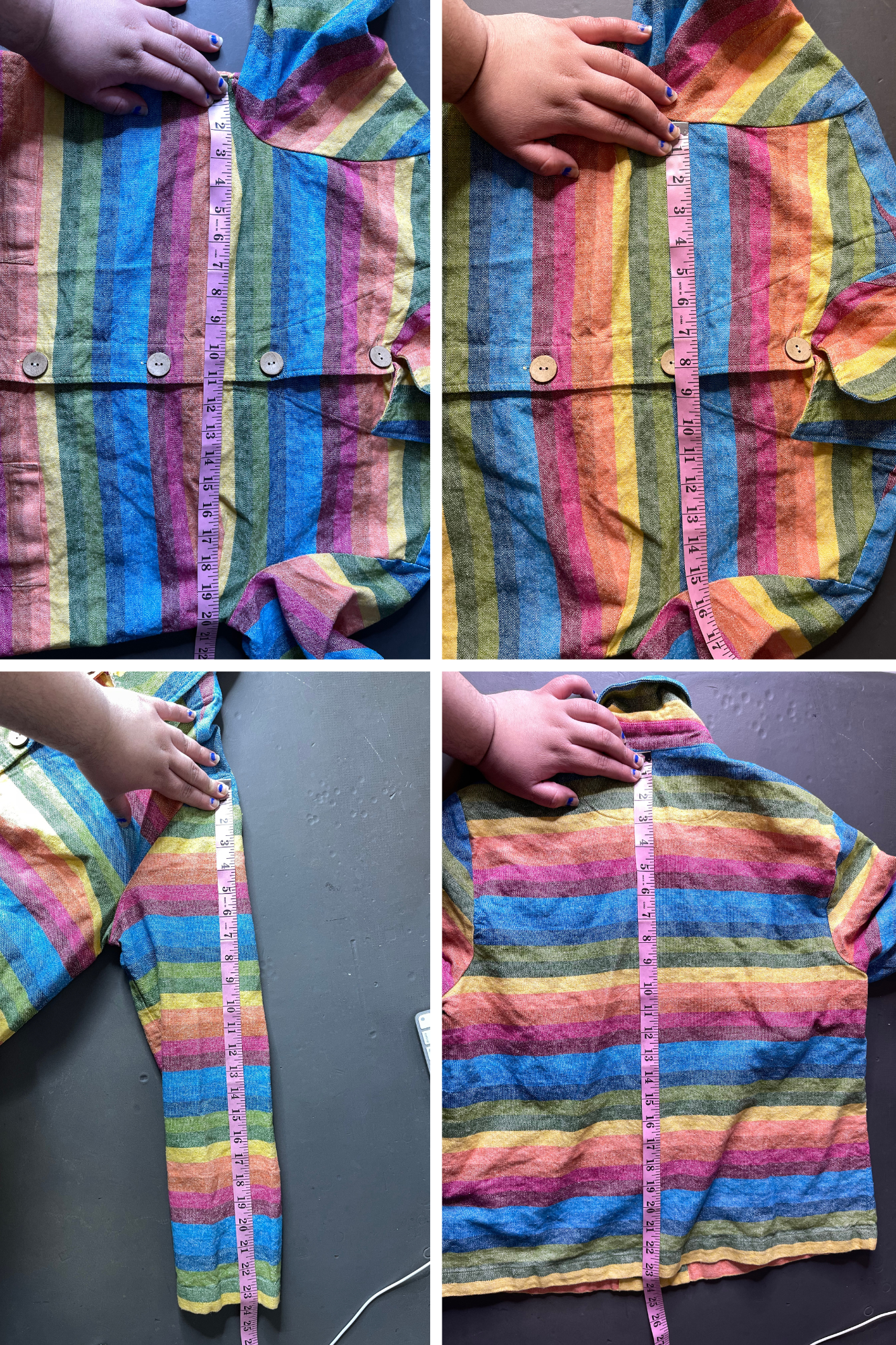 Coldwater Creek Striped Rainbow Linen Blend Jacket Sz M