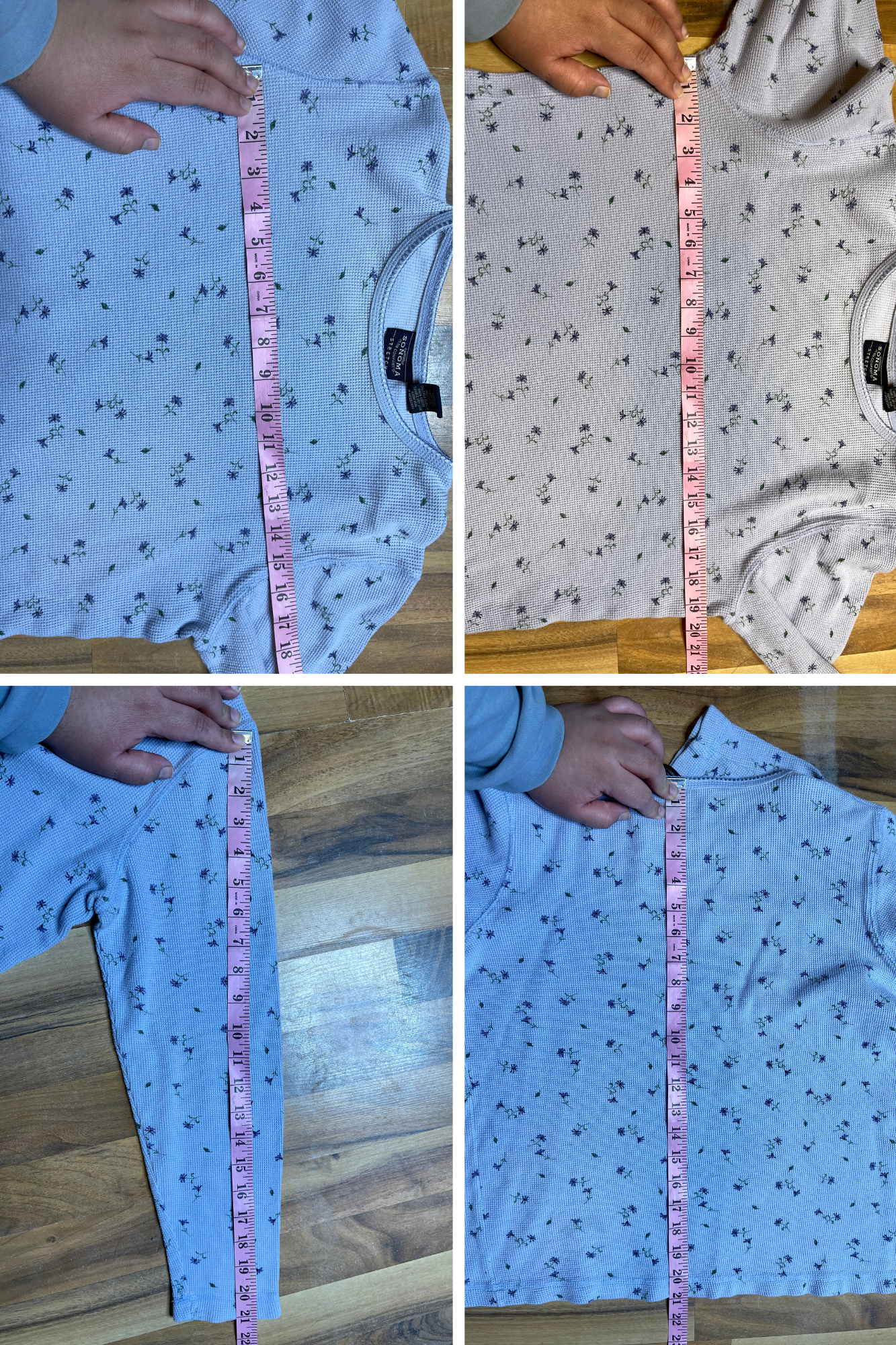 2000s Floral Lilac Waffle Knit Long Sleeve Sz S