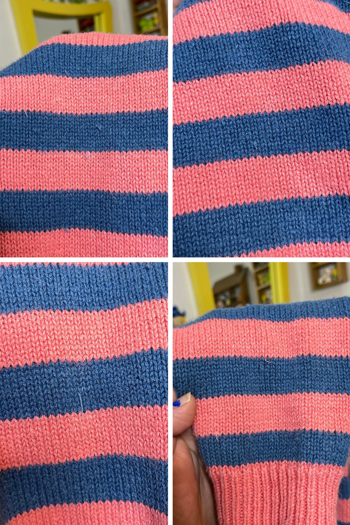 Vintage 90s Pink & Blue Striped Knit Sweater Sz M