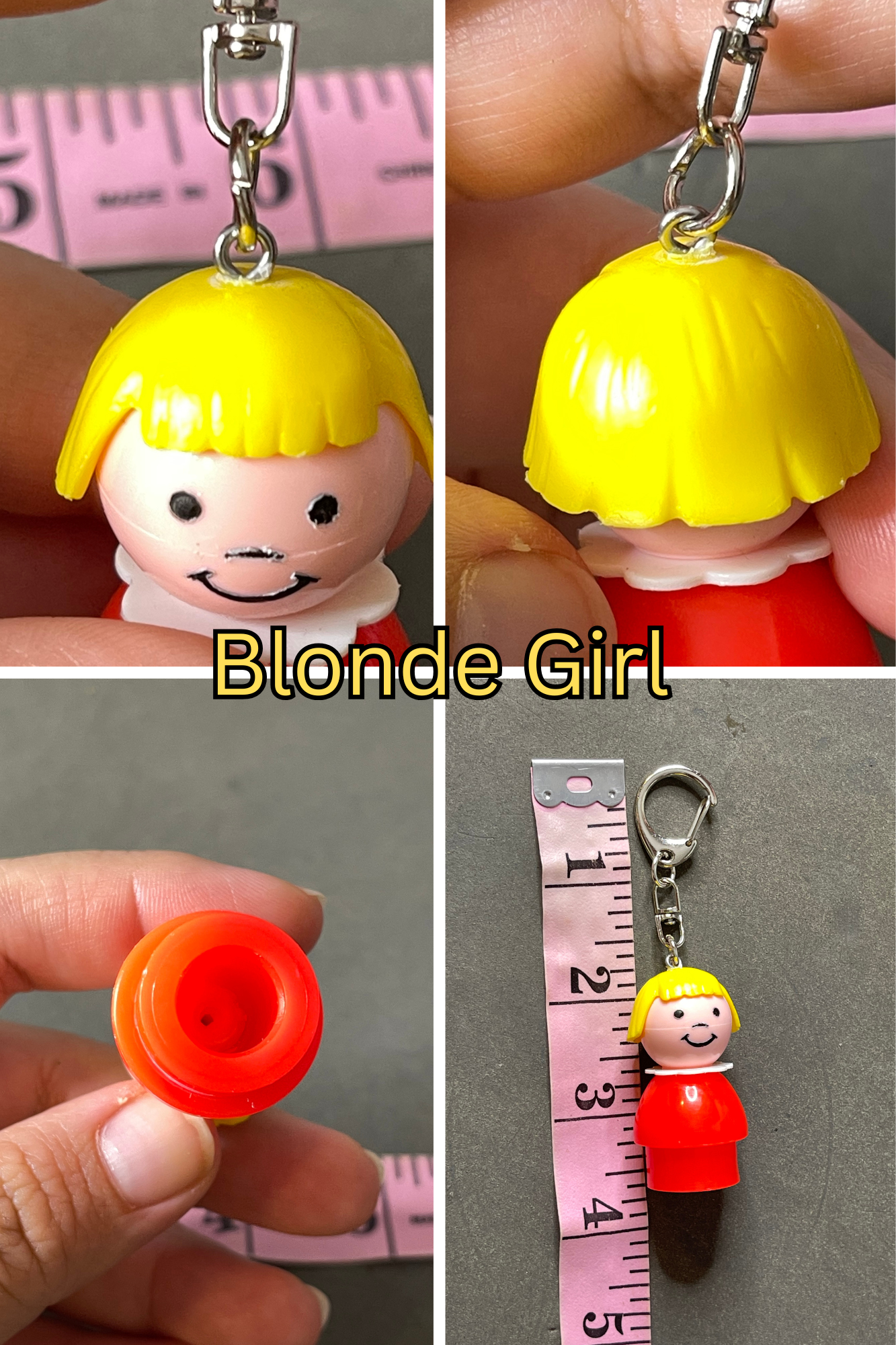 Vintage Upcyled Fisher-Price Little People Keychains