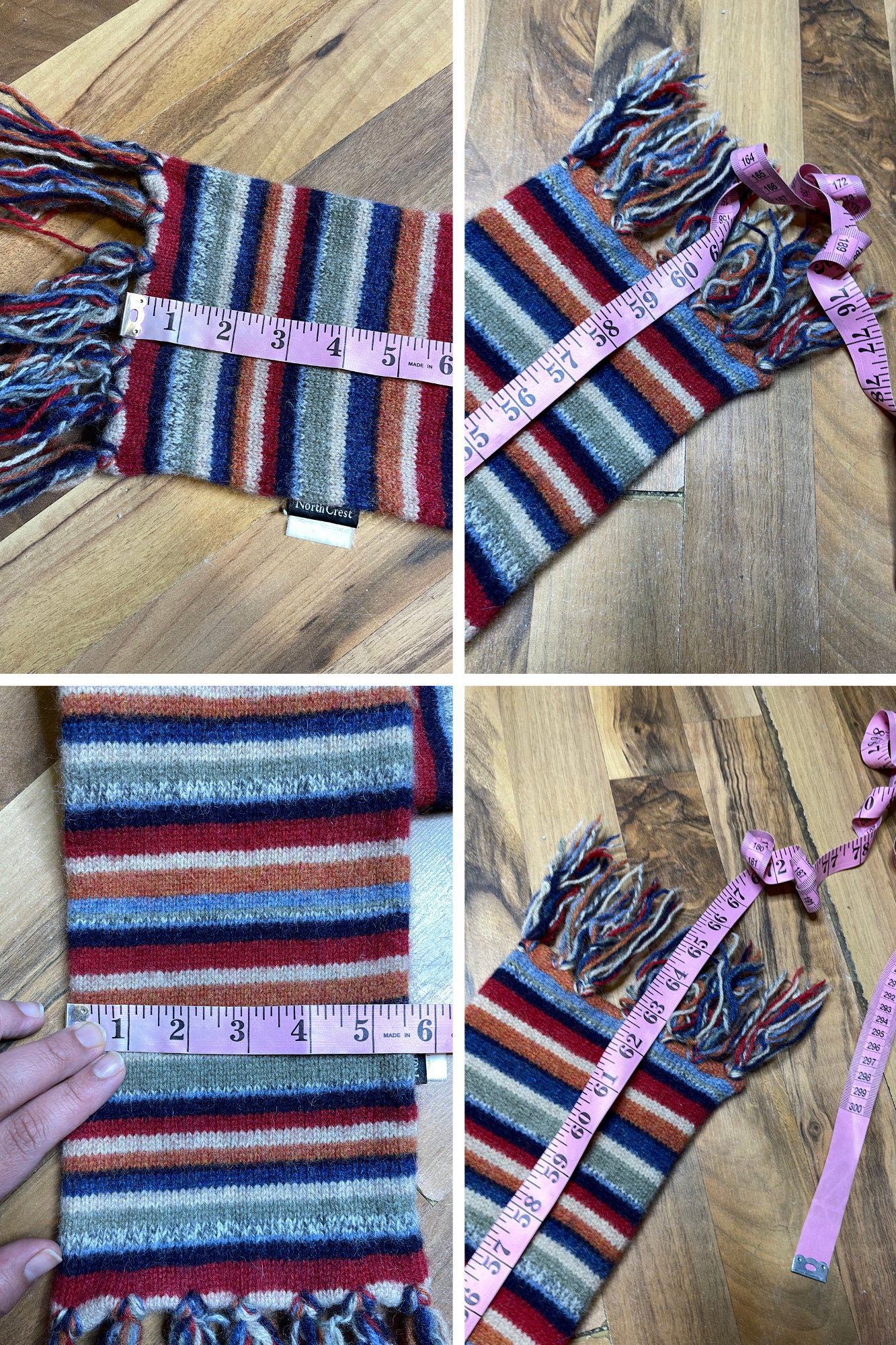 2000s Fall Colorful Wool Striped Knit Scarf